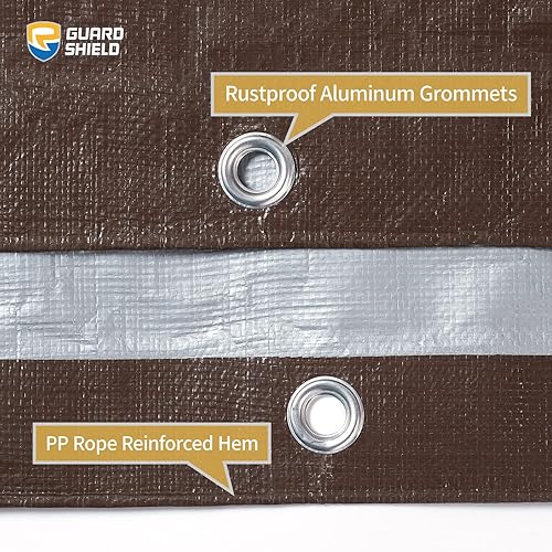 Miniatura 4 de GUARD SHIELD - Lonas de polietileno, cuadradas, gruesas, resistentes a los rayos ultravioleta, con ojales, para exteriores, 18 x 24 pies, 10