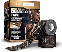 Vista 11 de Cinta de kinesiología impermeable de Care Science, 40 tiras precortadas (2 rollos), negra Cinta elástica para deportes y levantamiento de pesas