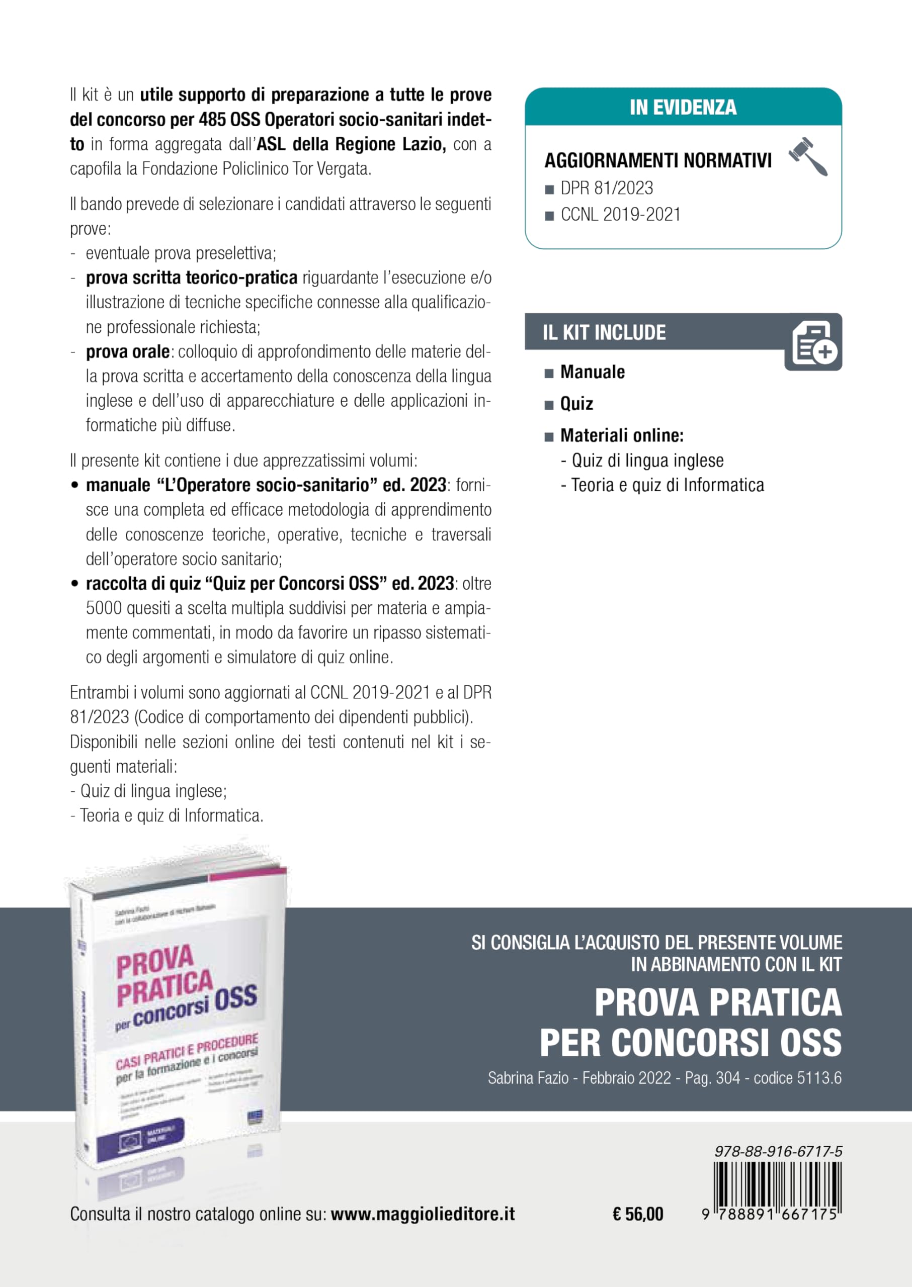 Concorso 485 OSS Policlinico Tor Vergata Roma. Kit per la preparazione al concorso. Con espansione online