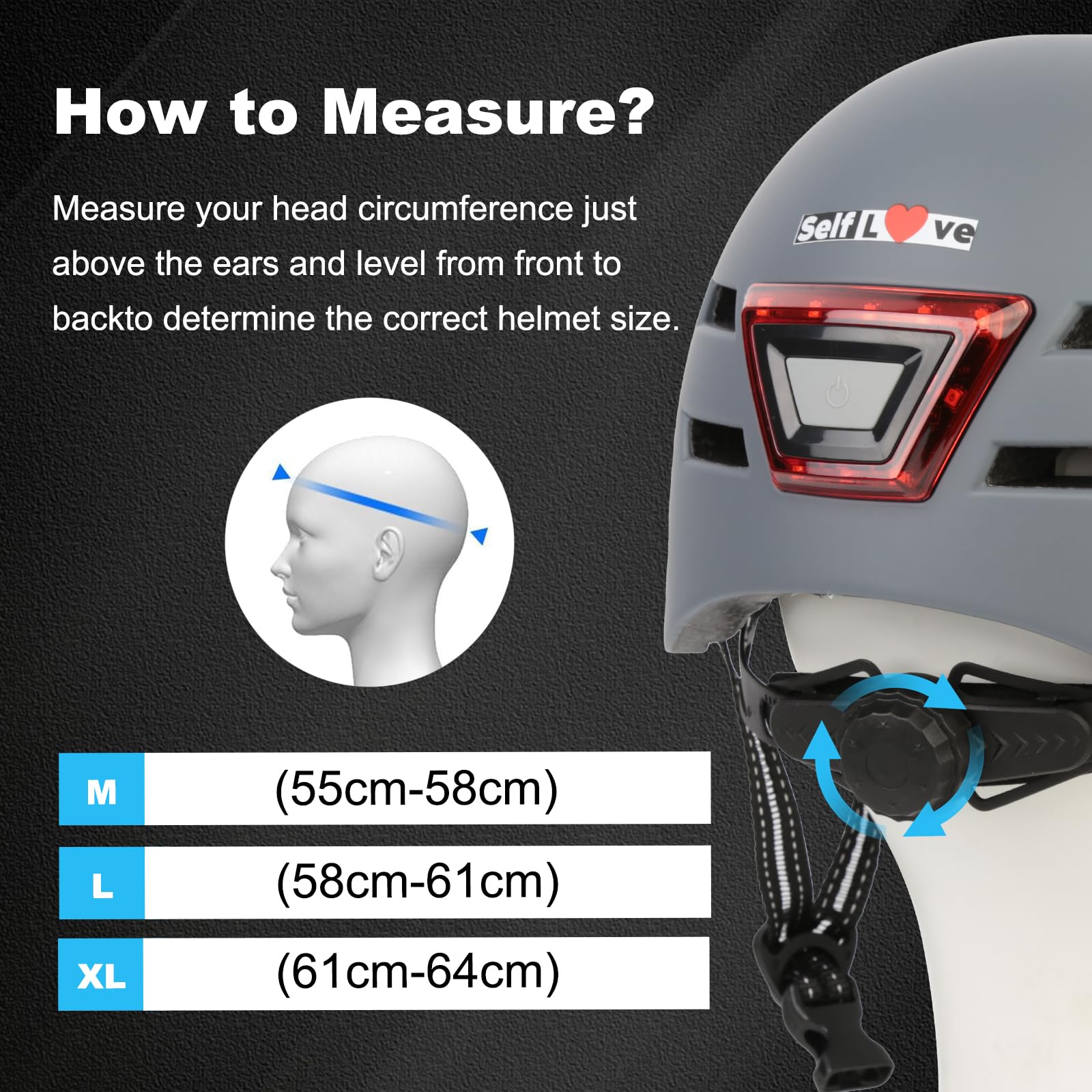 Casco da bici con faro a LED integrato e casco da ciclismo leggero fanale posteriore per uomini e donne adulti