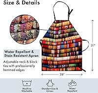 Vista 4 de Lunarable Delantales multicolores impresos digitales, Ciruela Azul Mar