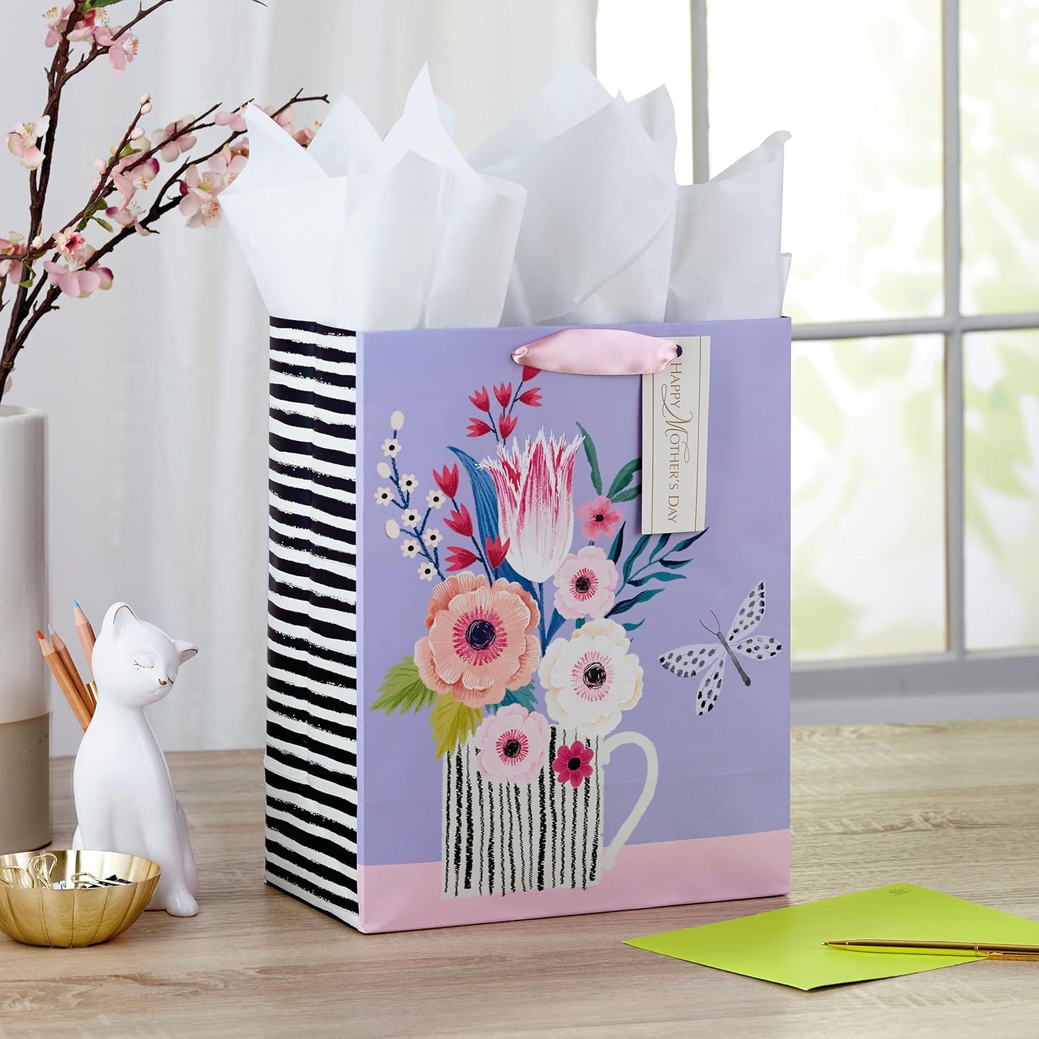 Hallmark Large Mother's Day Gift Bag with Tissue Paper (Flowers, Butterfly) image 2