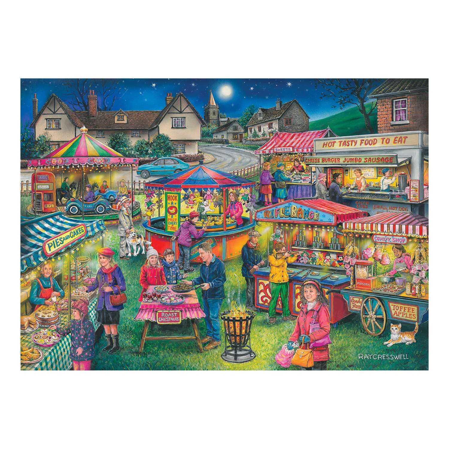 The House of Puzzles Village Fayre Jigsaw, Find The Difference, Big 500 Piece Jigsaws for Adults Extra Large Pieces
