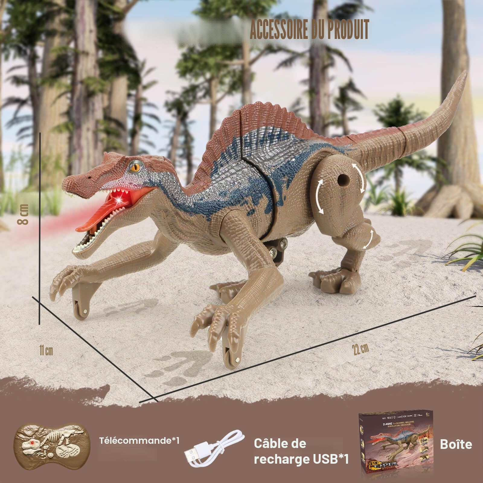 Aooess Jouets pour enfants de 3 à 8 ans: jouets de dinosaures télécommandés pour les âges 3 4 5 6 7 8 ans cadeaux pour enfants jouets pour enfants de 3 à 8 ans jouet robot dinosaure RC
