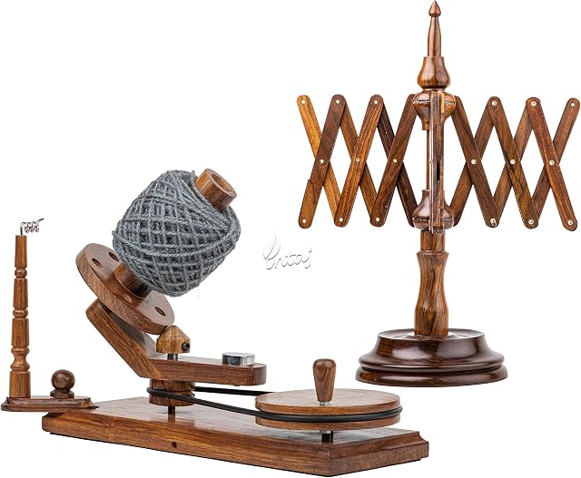 INTAJ Rosewood Yarn Winder - Large Wooden Yarn Winder for Knitting Crocheting Handcrafted - Heavy Duty Natural Ball Winder (Rosewood (Winder+Swift), Universal (14"Lx9.5"H))