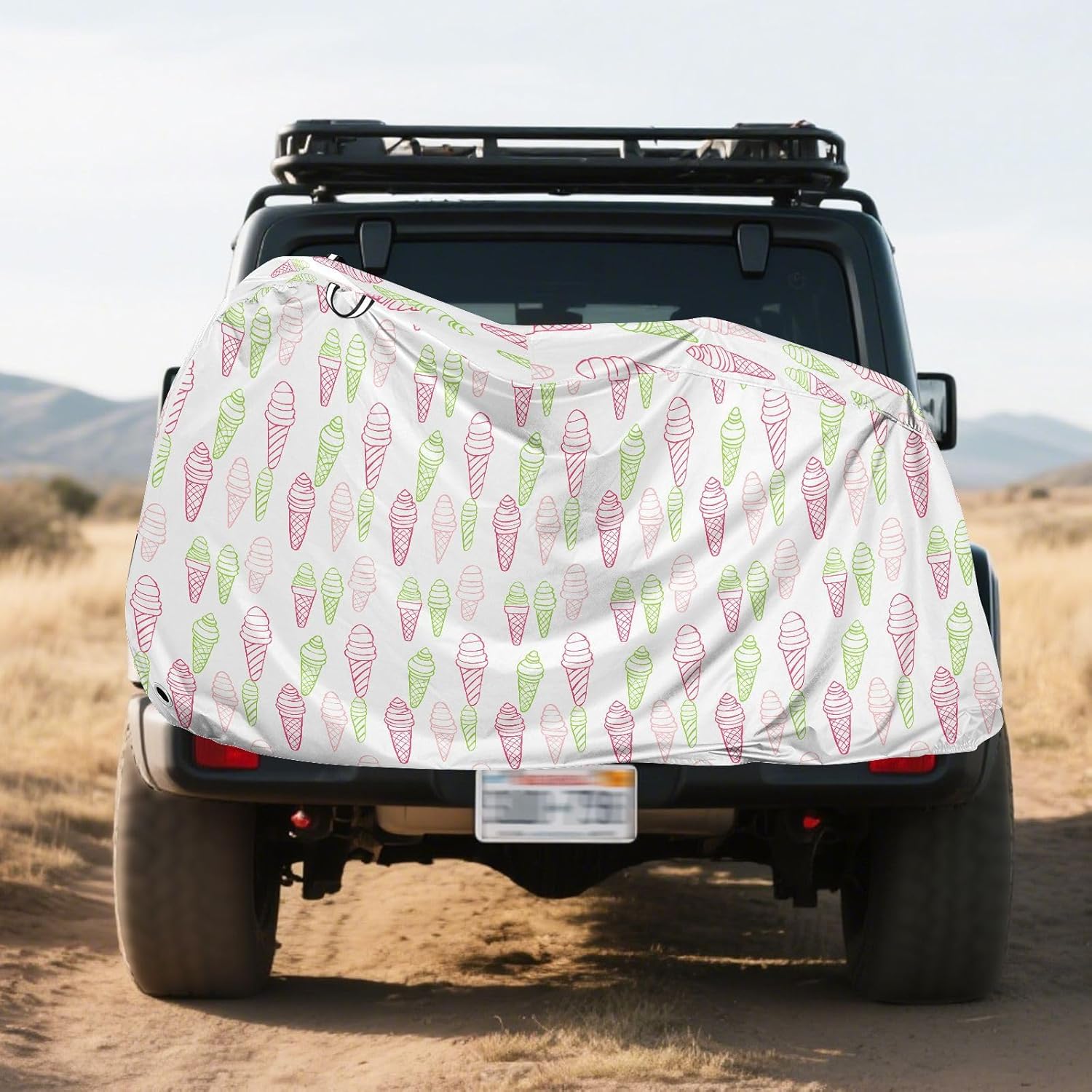ALAZA Icecream Pink & Green Summer Bike Cover Waterproof Outdoor Ebike Bicycle Covers Tarp Protection for 1/2 Bikes, Sun UV Dust Wind Proof