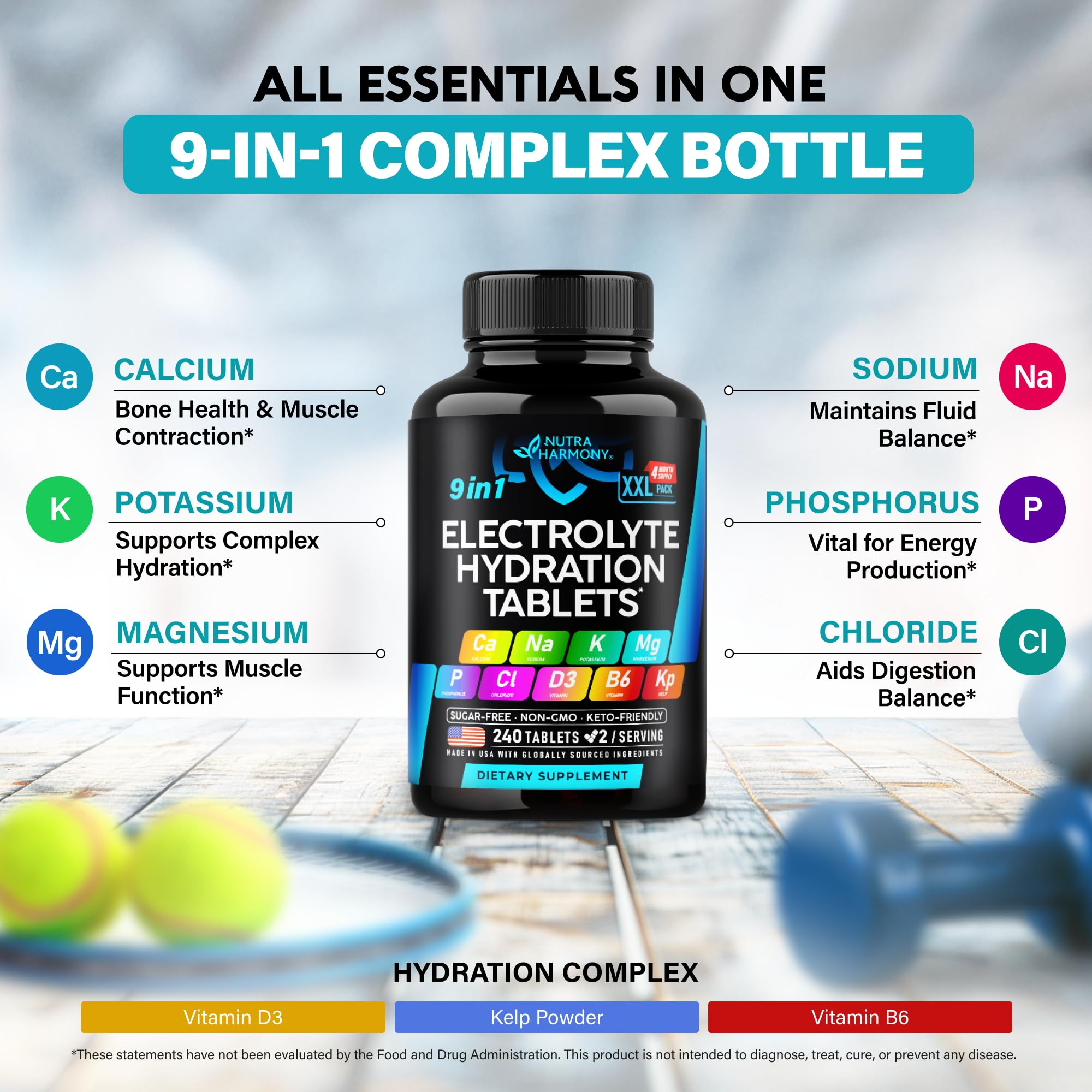 Electrolyte Tablets with Magnesium, Sodium, Potassium, Chloride - 240 Tabs — Amazon image 6