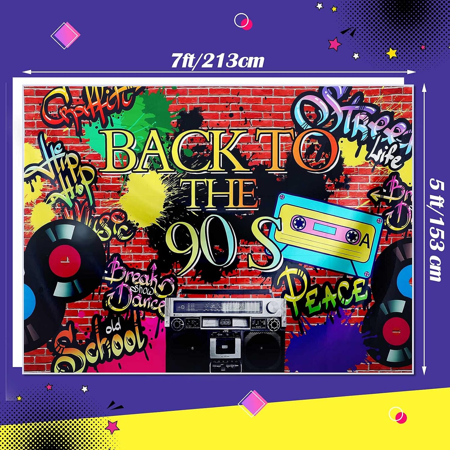 27Pcs 80s 90s Disco Themed Party Decorations Supplies Includes Inflatable Radio Boombox Backdrop Inflatable Mobile Phone and 16 Inch Gold Foil Chain Balloons for 80s 90s Party(Novel Style)