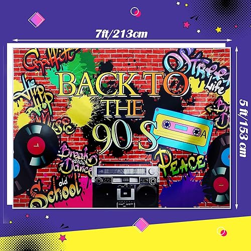 Miniatura 3 de 27 piezas de decoraciones de fiesta temática de discoteca de los años 80 y 90, incluye radio, fondo inflable Boombox, teléfono móvil inflable y