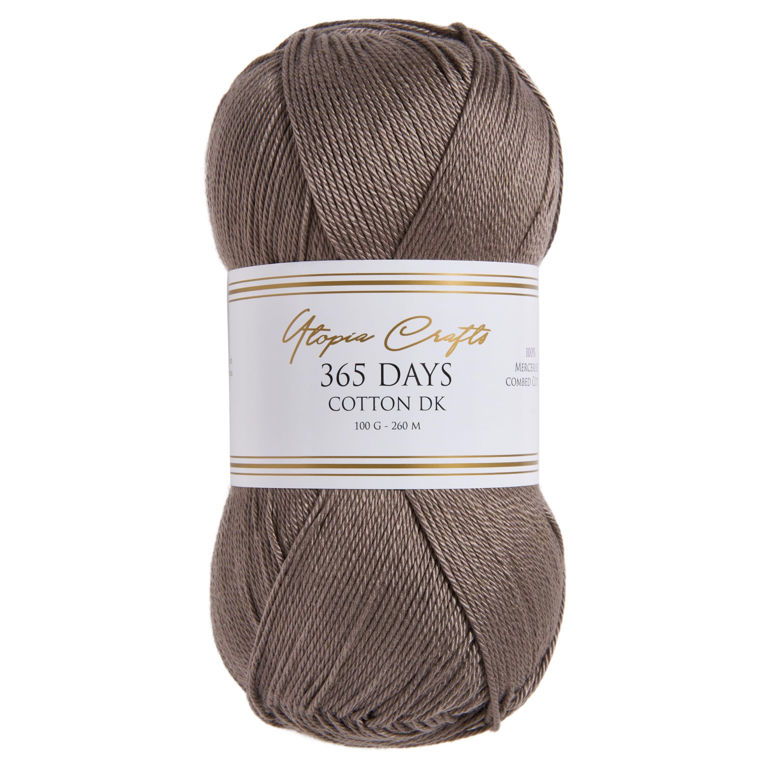 Utopia Crafts 365 Days Mercerised Combed Cotton DK Yarn for Knitting & Crochet 100g (Taupe) โ image 1