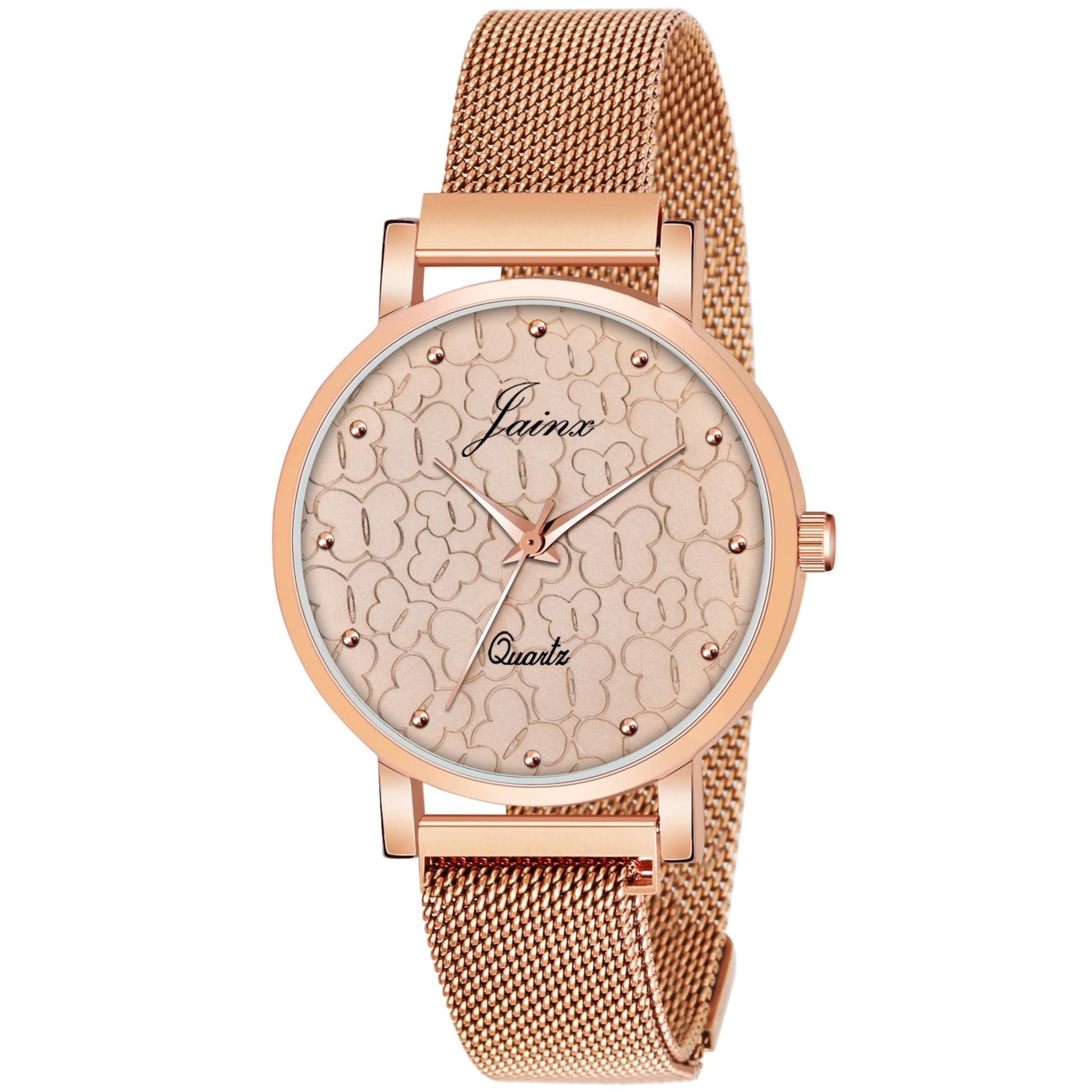 jainx Rose Gold Mesh Chain Analog Wrist Watch for Women - JW8566 (B0D1MTWMG1) Amazon Price History, Amazon Price Tracker
