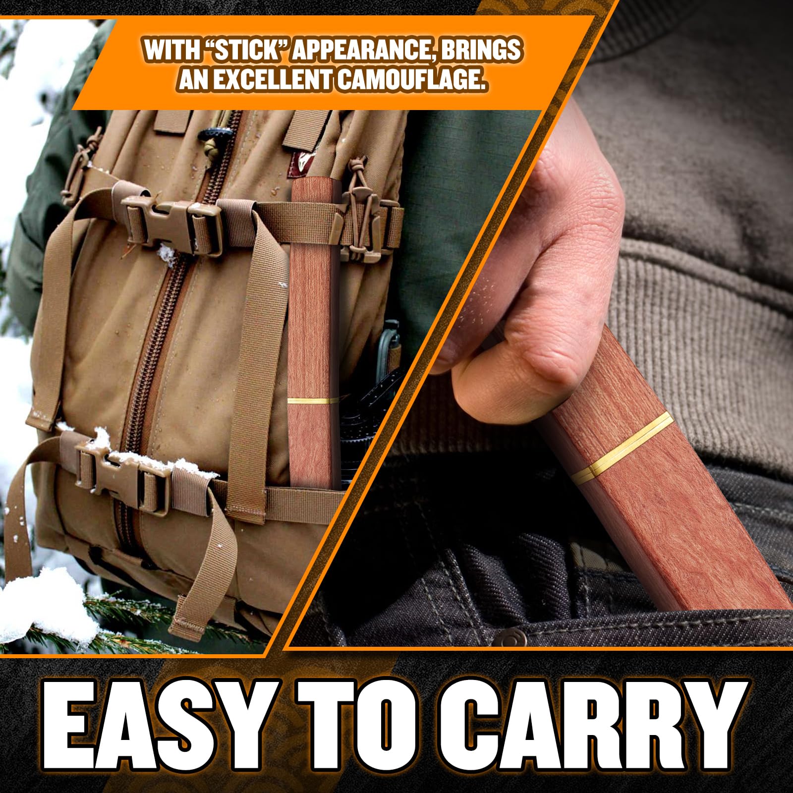 Japaknives Couteau à lame fixe pour l'extérieur 2 en 1 Couteau double en acier D2 Couteau de survie Couteau japonais Tanto pour le camping, la randonnée Cadeaux pour hommes