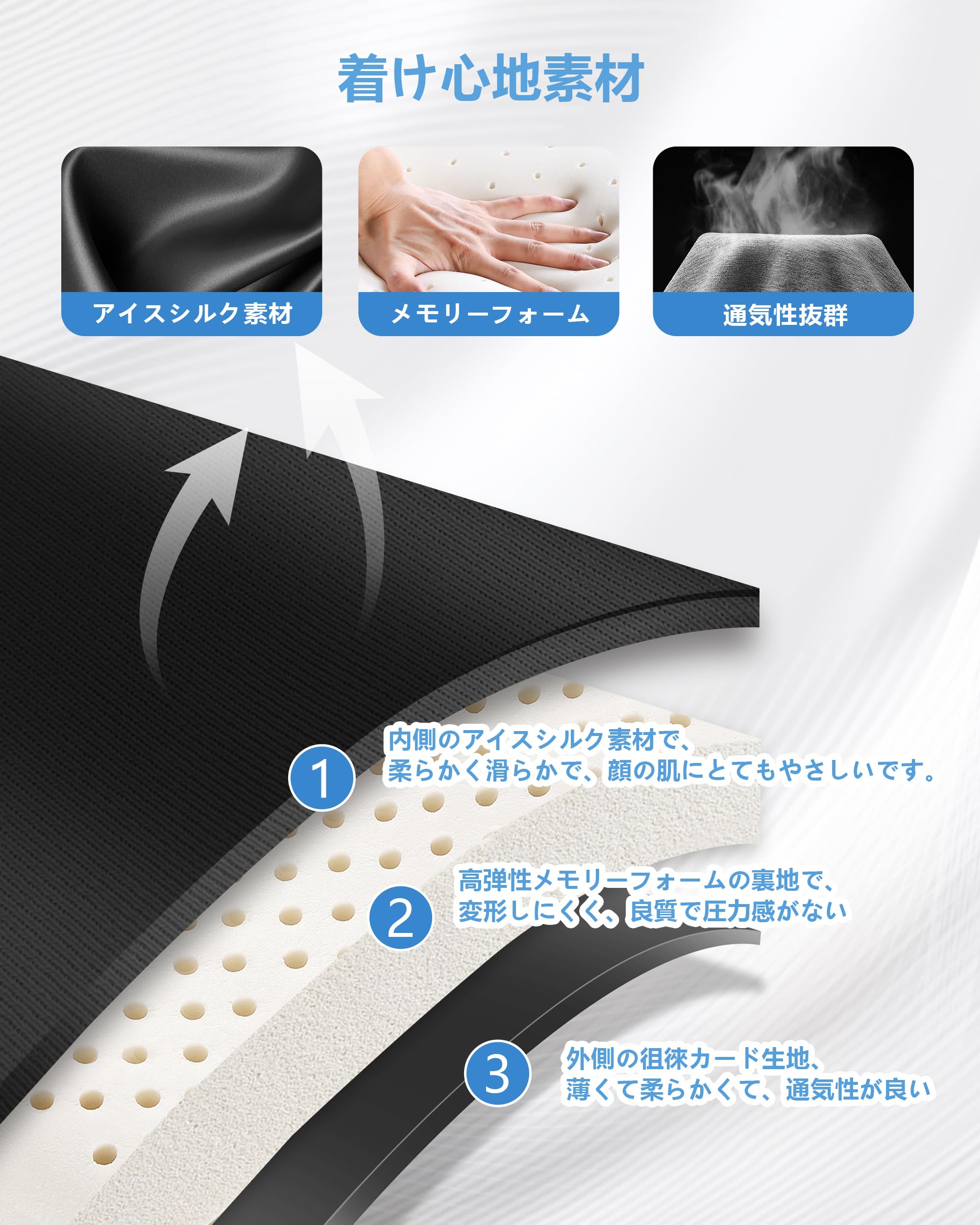 Amazon.co.jp: アイマスク 睡眠用 3D 立体型 目隠し アイスシルク