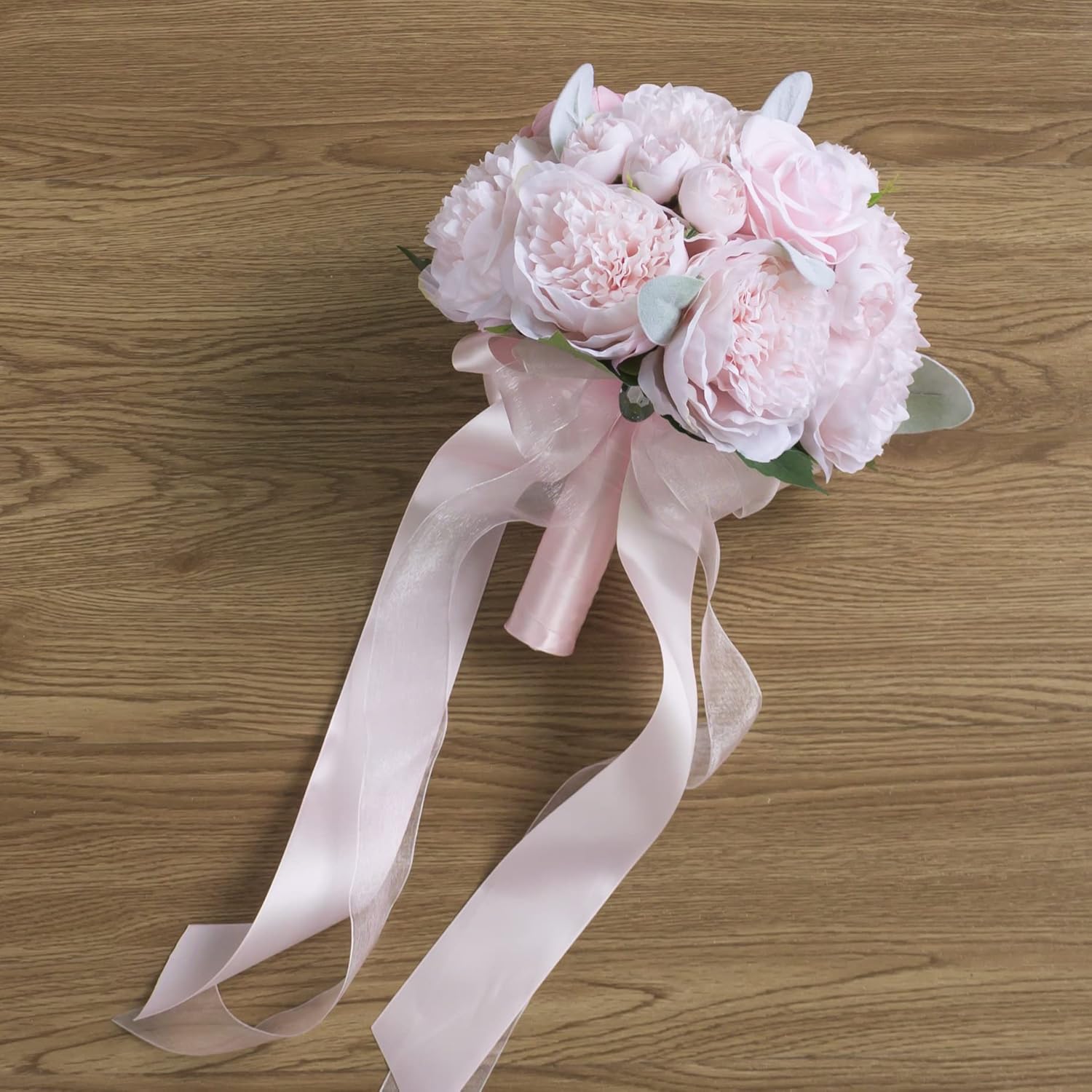 Ansuma Pink Wedding Bridal Bouquet, Artificial Flowers Fake Silk Rose Masora Bridal Bouquet Flowers Artificial Flower Arrangements for Home Decoration Party Wedding (B)