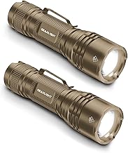 GearLight TAC - Paquete de 2 linternas tácticas compactas y superbrillantes con lúmenes altos para actividades al aire libre y uso de emergencia, regalos para hombres y mujeres, color marrón desierto