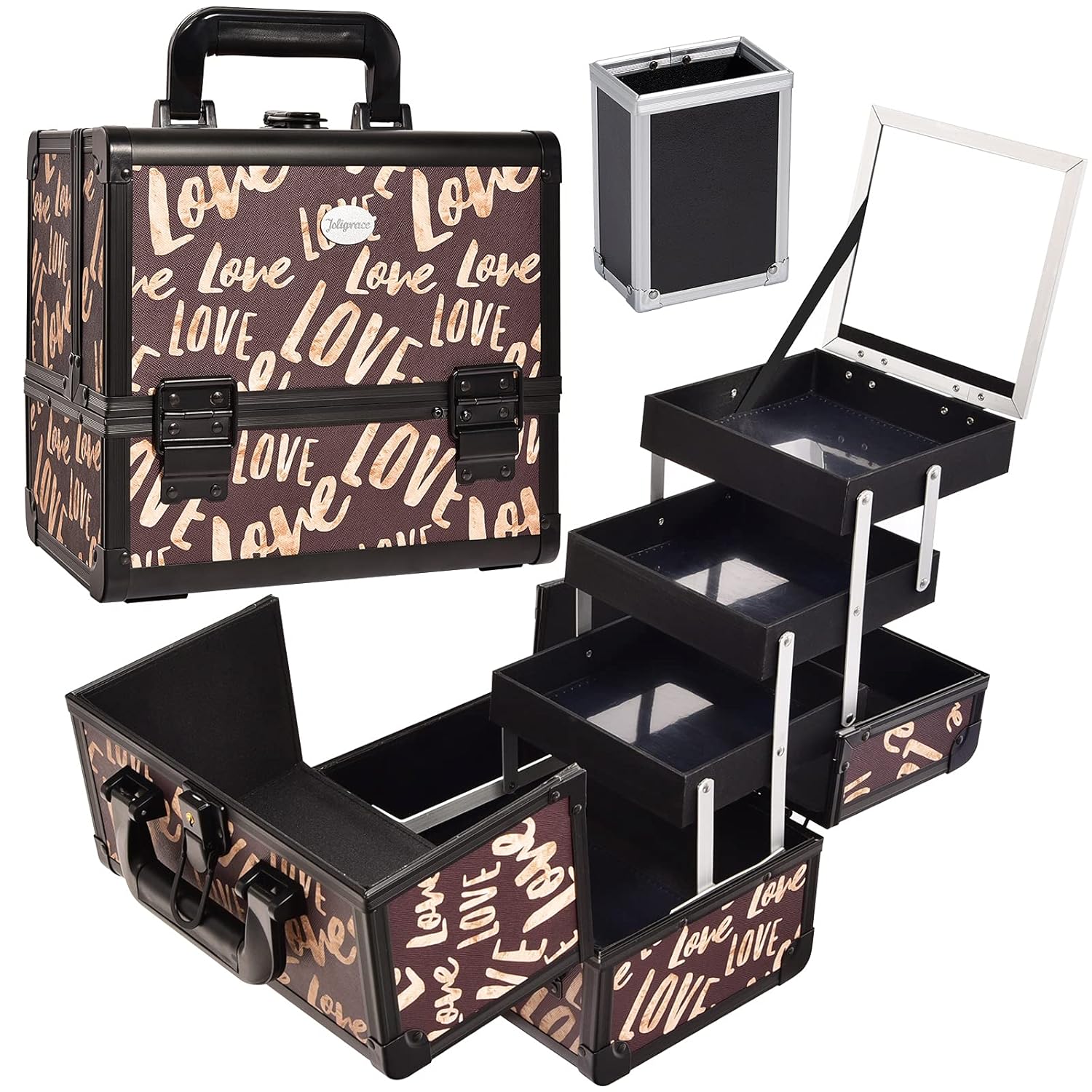 Joligrace Makeup Train Case Cosmetic Organizer Box