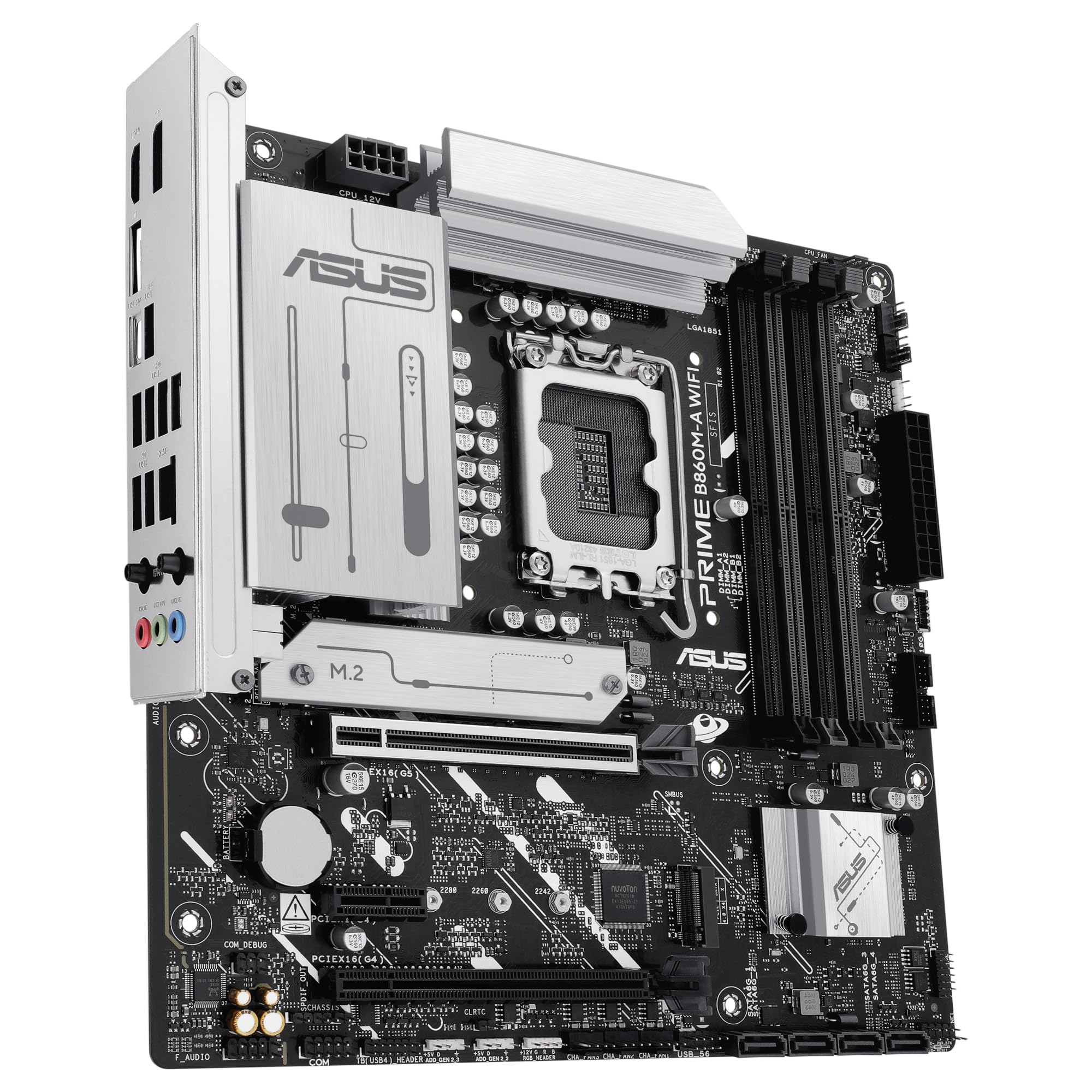 ASUS Prime B860M-A WiFi, Placa Base Intel mATX, 7+1+1+1 80A etapas de alimentación DrMOS, DDR5, PCIe 5.0, 2 Ranuras M.2, Wi-Fi 6E, Realtek 2.5Gb Ethernet, Doble DisplayPort, HDMI, USB Tipo-C