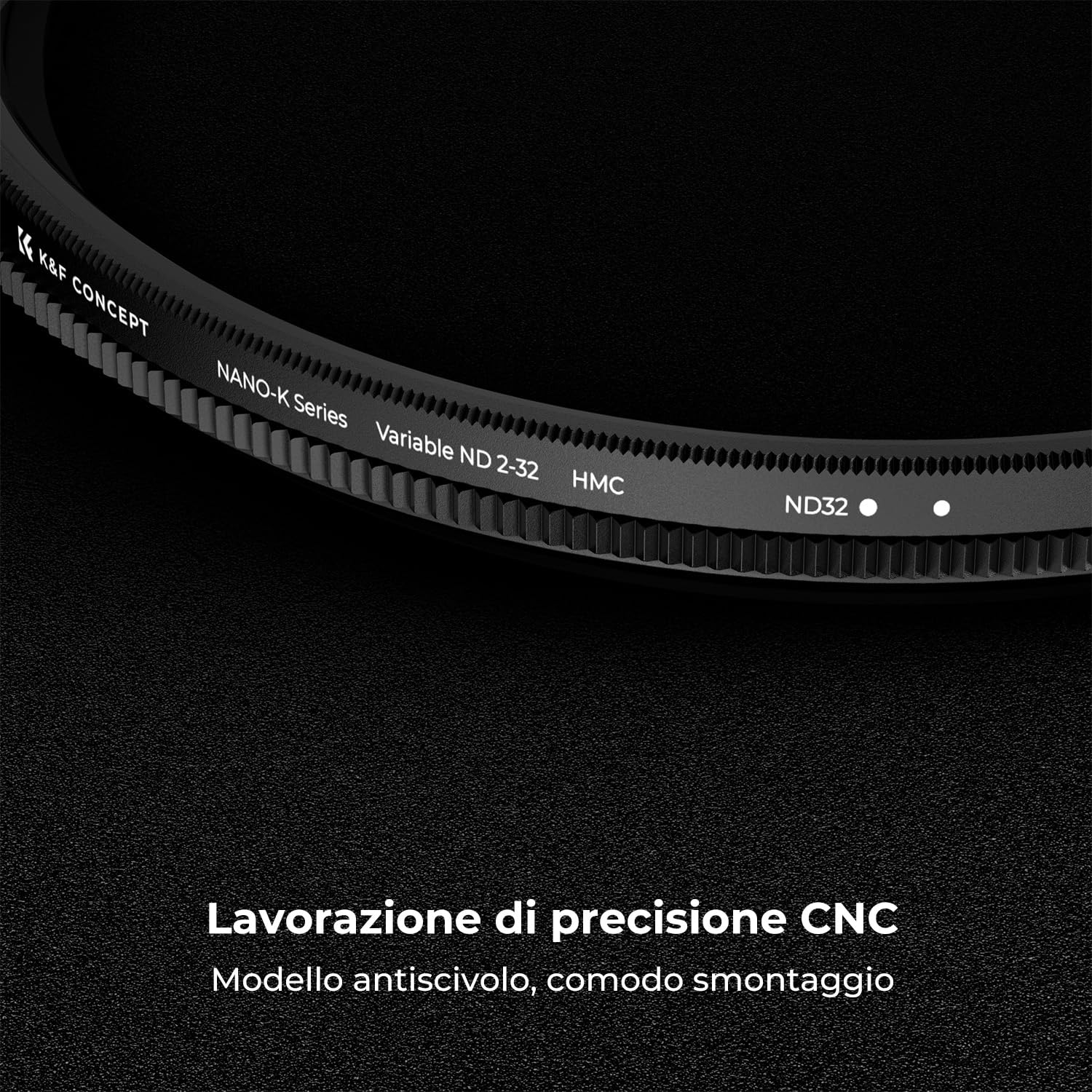 K&F CONCEPT Filtro Variabile ND2-32 (1-5 Stops) Filtro Densità Neutra di Vetro Ottico per Obiettivi 77mm con 3 Pezzi di Panno per Pulizia(Serie Nano-K)
