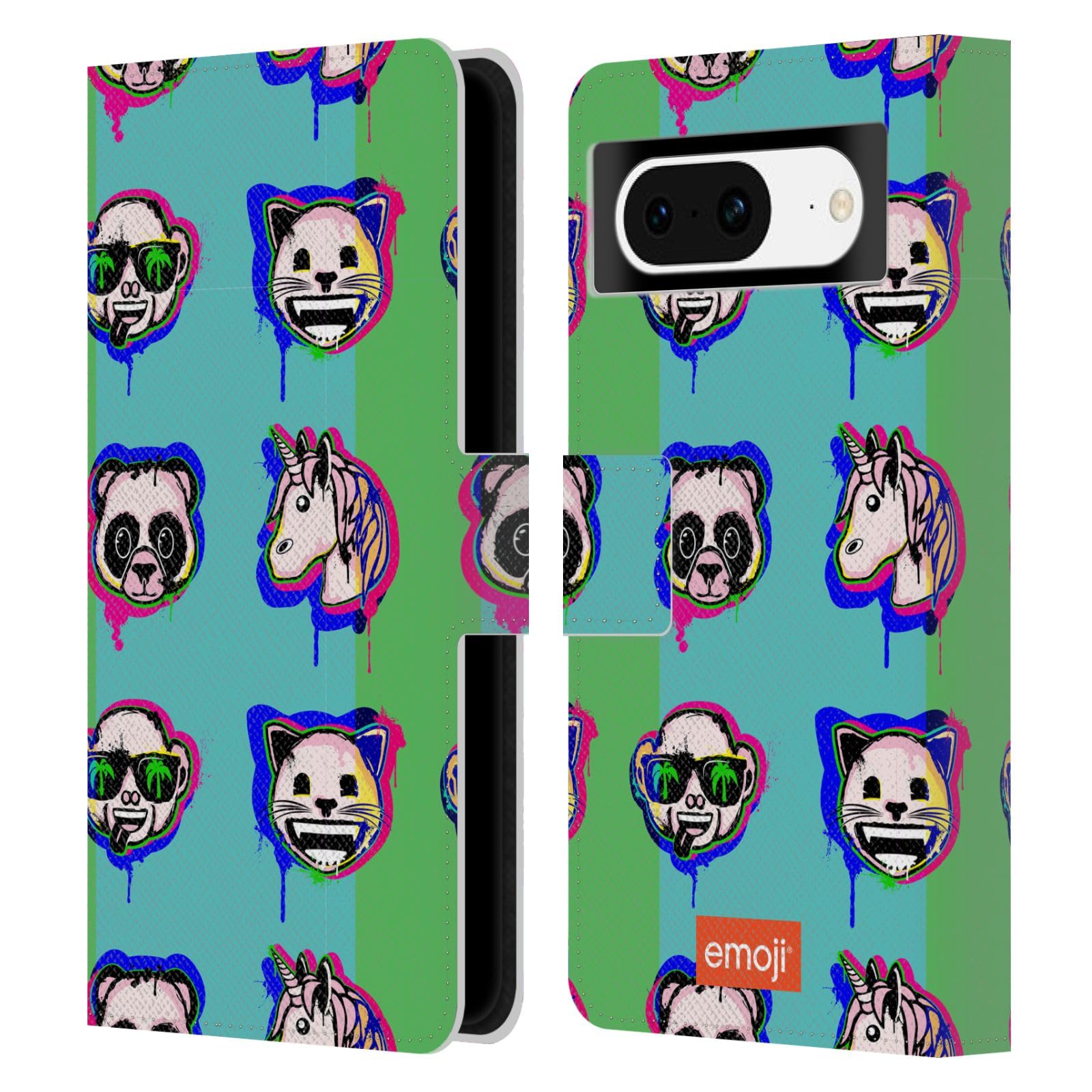 Head Case Designs Officially Licensed Emoji® Cool Graffiti Leather Book Wallet Case Cover Compatible with Google Pixel 8