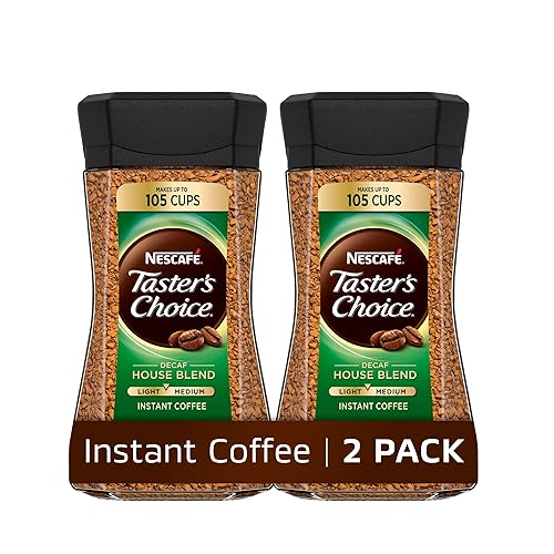 NESCAFÉ Taster's Choice Instant Coffee, Light Medium Roast, Decaf House Blend, 2 Jars (7 Oz Each)