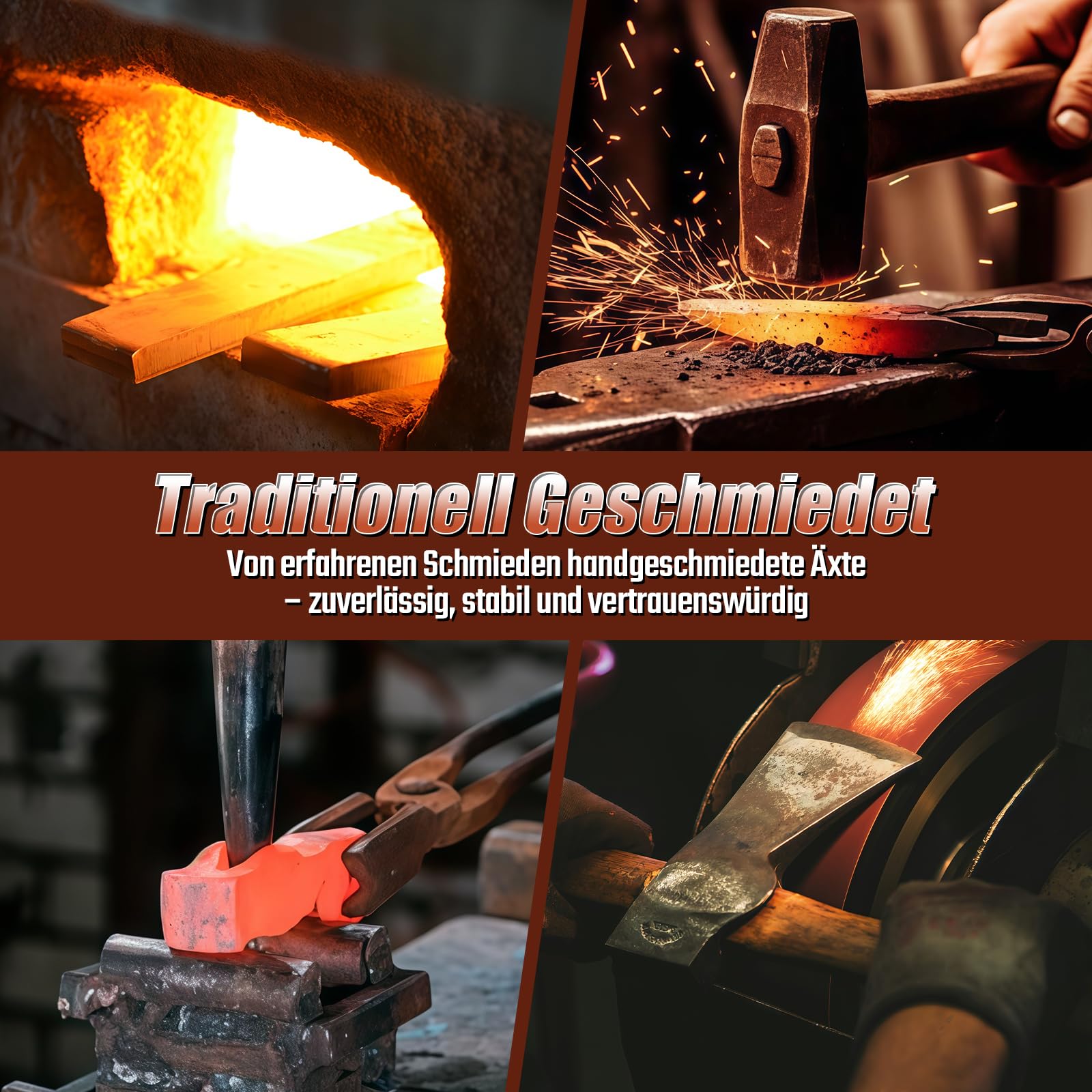 SMITH CHU Outdoor Axt, Beil Holz Spalten für Garten, Handgeschmiedet Handbeil aus Hochgekohlter Stahl, Bushcraft Axt mit Scheide, Geschenke für Männer