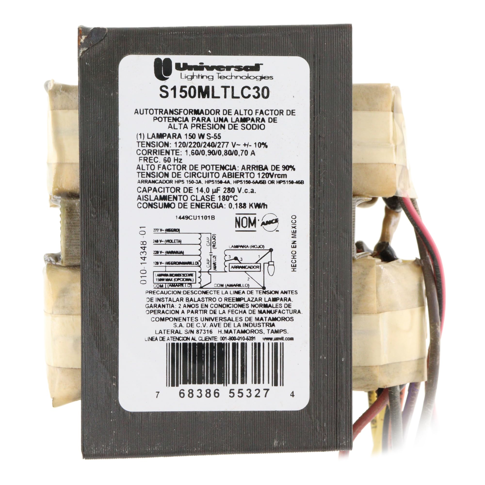 Universal Lighting Technologies S150MLTLC30-524K HPS Magnetic Ballast, 150W S55, 120/208/240/277V