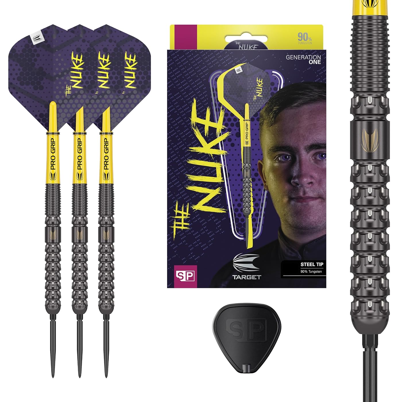 Darts product photo: TARGET Darts Luke Littler G1 90% Tungsten Swiss Point Steel Tip Darts Set -