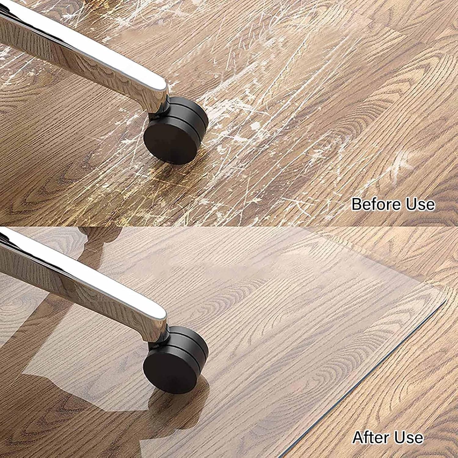 Alfombrilla para silla para suelos duros PVC 1,5 mm, transparente y antideslizante, base para silla de oficina antideslizante, alfombrilla protectora para suelos duros (110x160cm(43.31x62.99in))