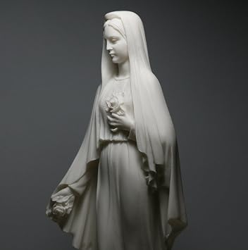 Virgin Mary Mother of Jesus Holy Our Lady of Rose Madonna Statue Cast Alabaster