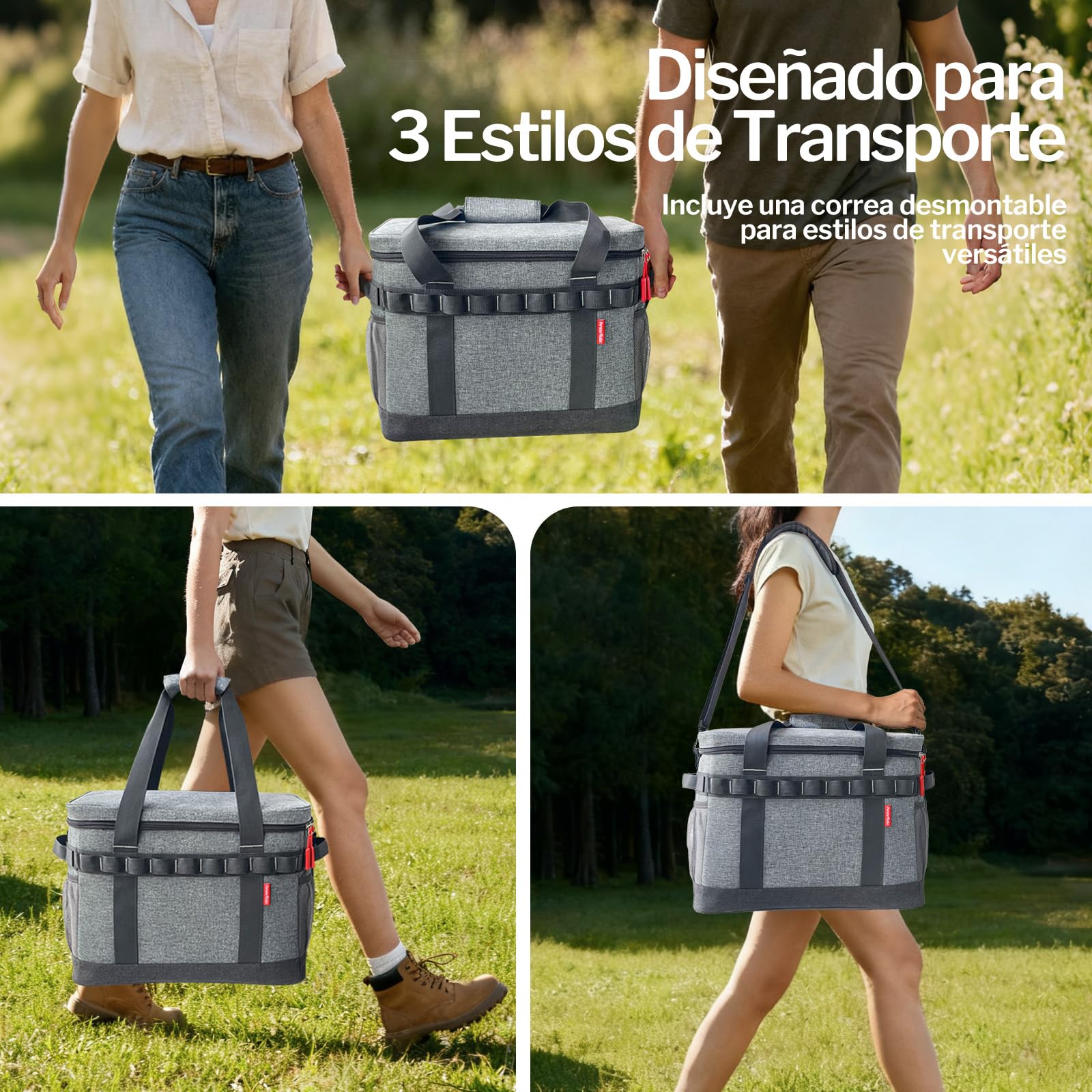 Nevera Portatil 30L, 12 Horas de Refrigeración, Bolsa Nevera Isotermica Porta Alimento Grande con múltiples Asas, Bolso Termica Plegable para Camping, Picnic, Playa