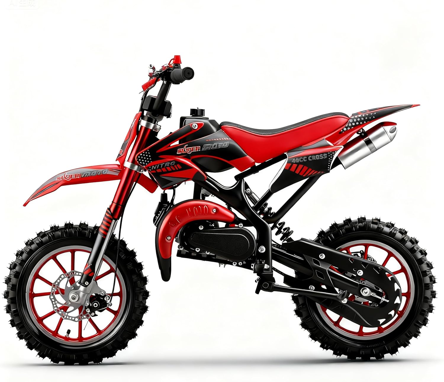 NAKTO 50cc Kids Dirt Bike - 5-17 yrs w/ front/rear disc brakes