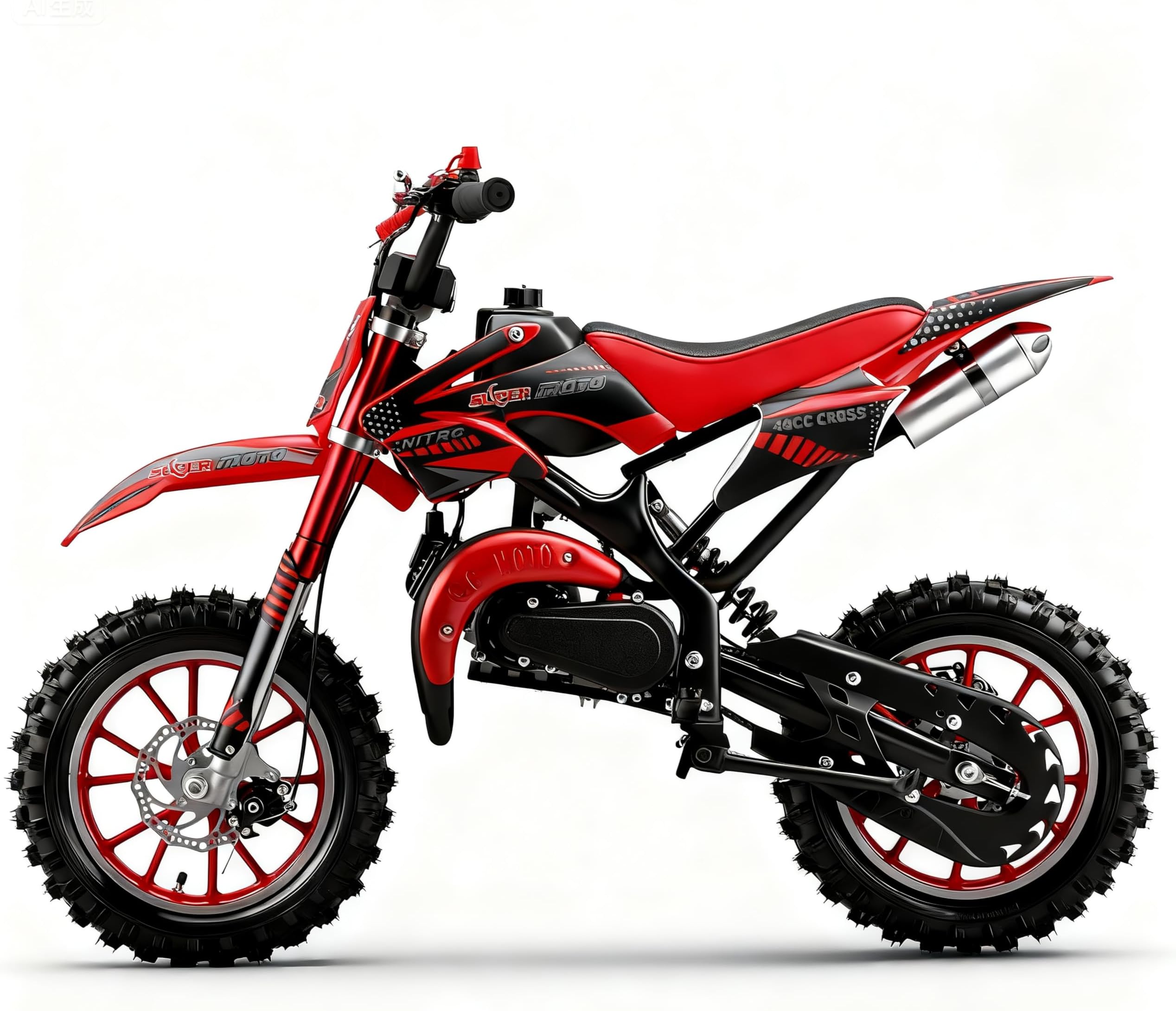 50cc Kids Dirt Bike,Dirt Bike for Kids,Gas Dirt Bikes with 2-Stoke,Off Road Motorcycle for kids 5-17 with Front/Rear Disc Brakes, Shock Absorption, Soft Seat Cushion