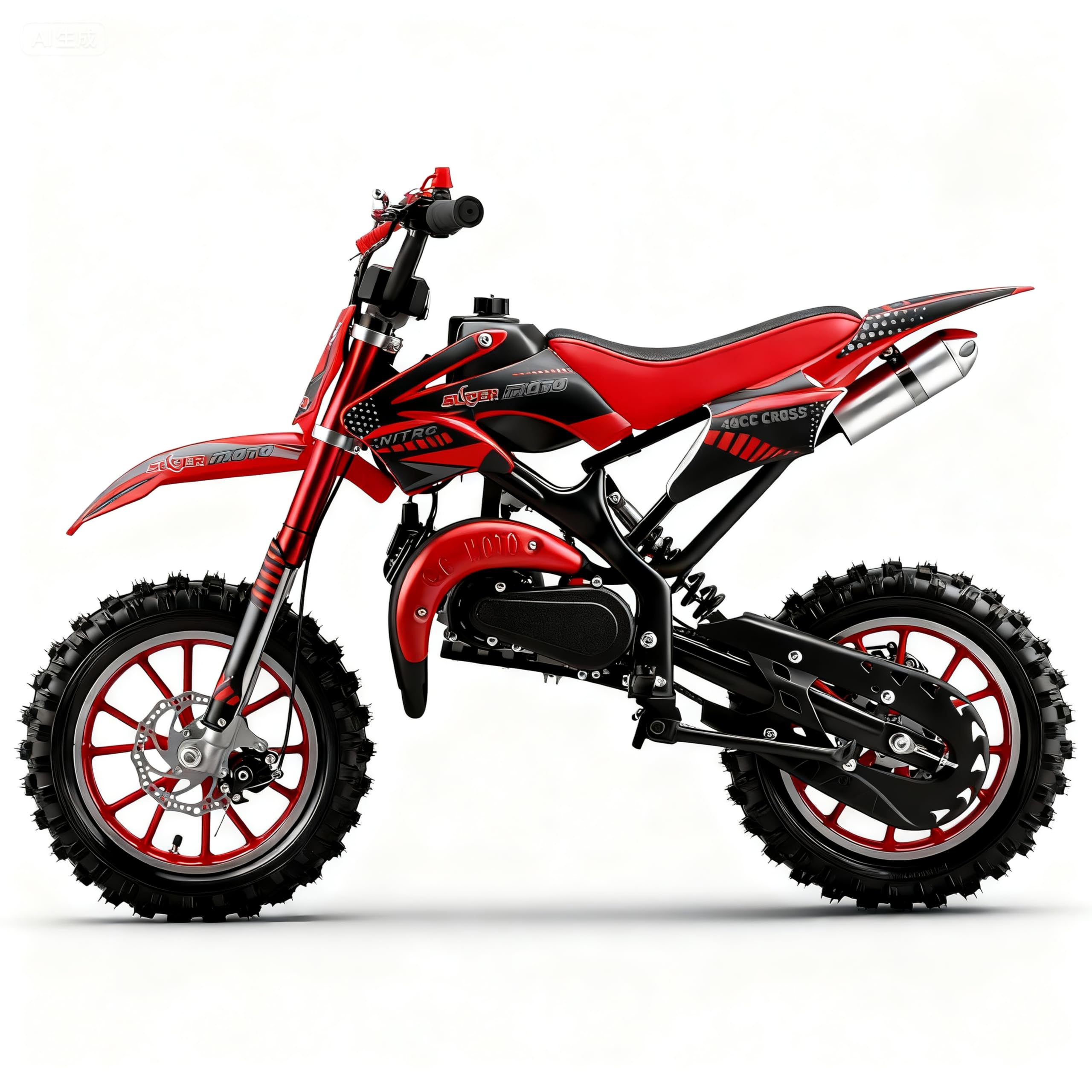 50cc Kids Dirt Bike,Dirt Bike for Kids,Gas Dirt Bikes with 2-Stoke,Off Road Motorcycle for kids 5-17 with Front/Rear Disc Brakes, Shock Absorption, Soft Seat Cushion
