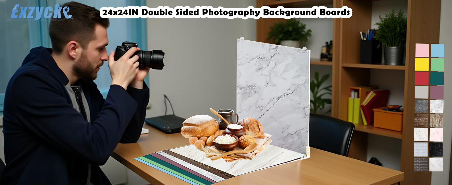 Ctrizsel Doppelseitiger Fotohintergrund – 2 Stück, 61 X 61 Cm, Marmor-Grau & Weiß, Mit Ständern & Tasche