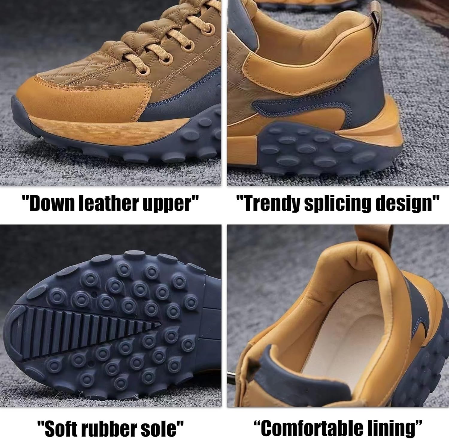 Men's Comfort Sneakers, 2026 New Casual Waterproof Breathable Non Slip Slip-On Lightweight Tennis Sneaker Retro Platform Sole Everyday Walking Running Shoes - Image 4