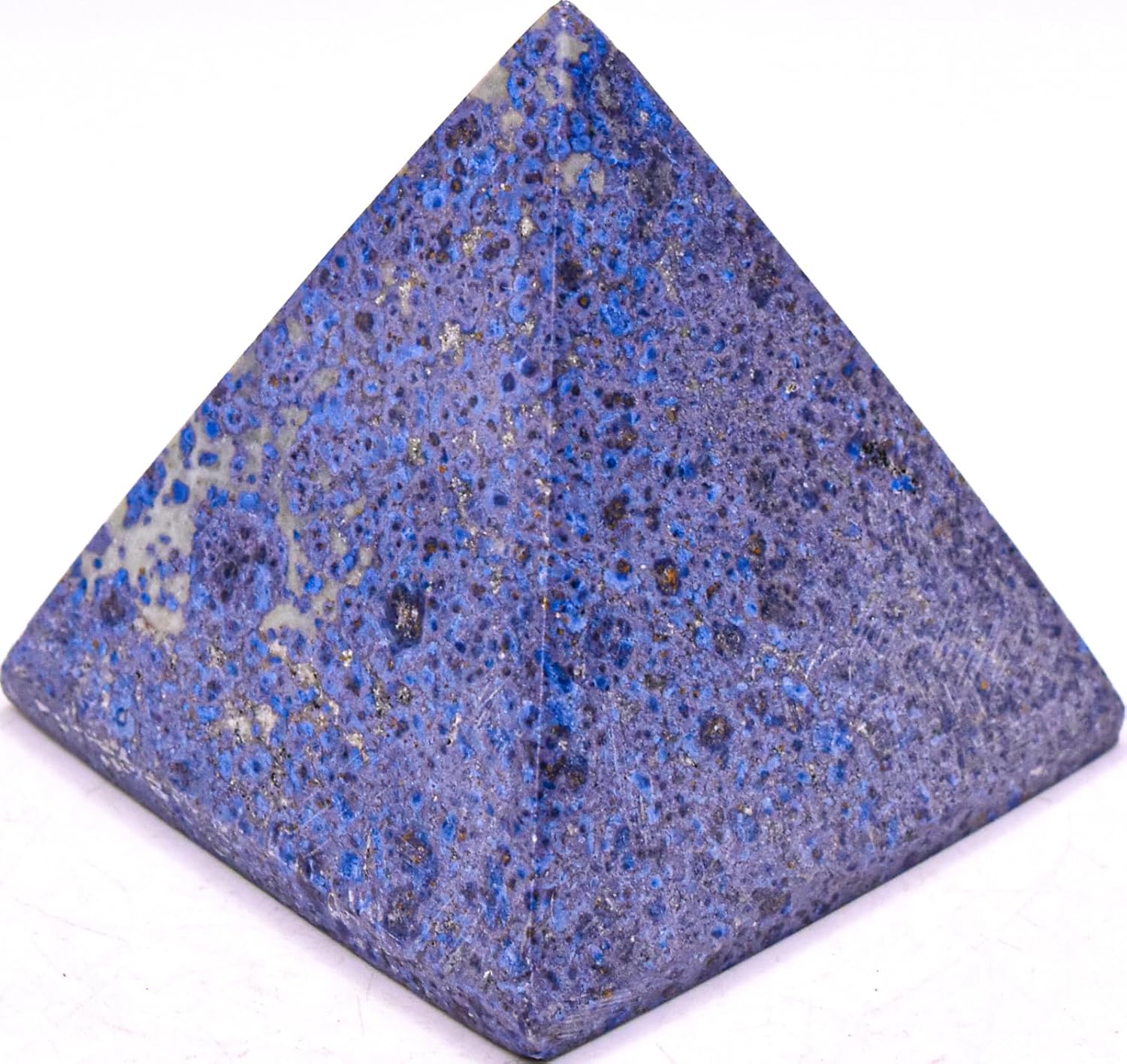 2.4" 245g Rich Blue Dumortierite w/Quartz Inclusions Pyramid Polished Natural Orbicular Orbs Pattern Collectible Gemstone Crystal Mineral Décor Specimen - Peru