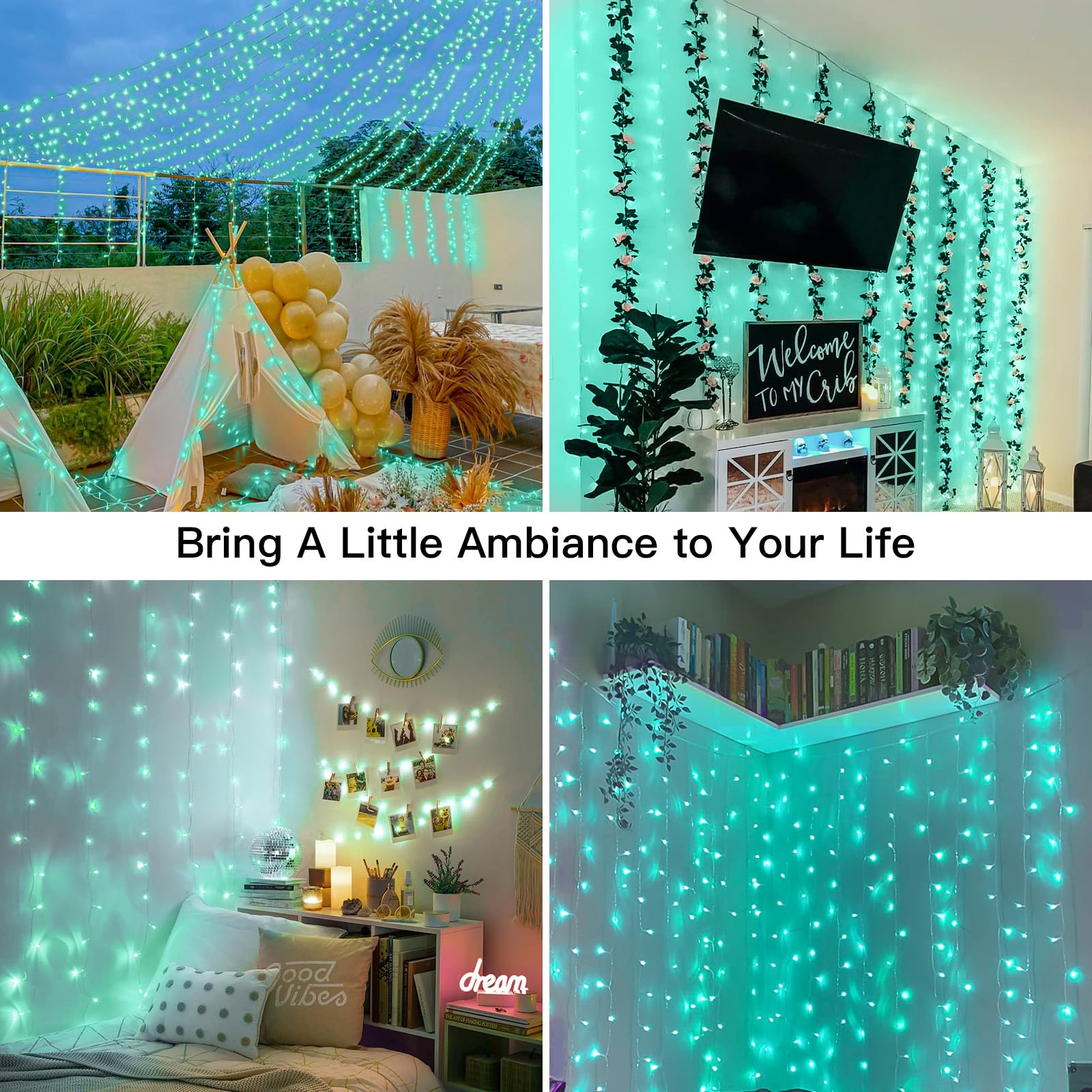 Suddus Curtain Lights For St Patricks Day, 200 Led 6.5ft