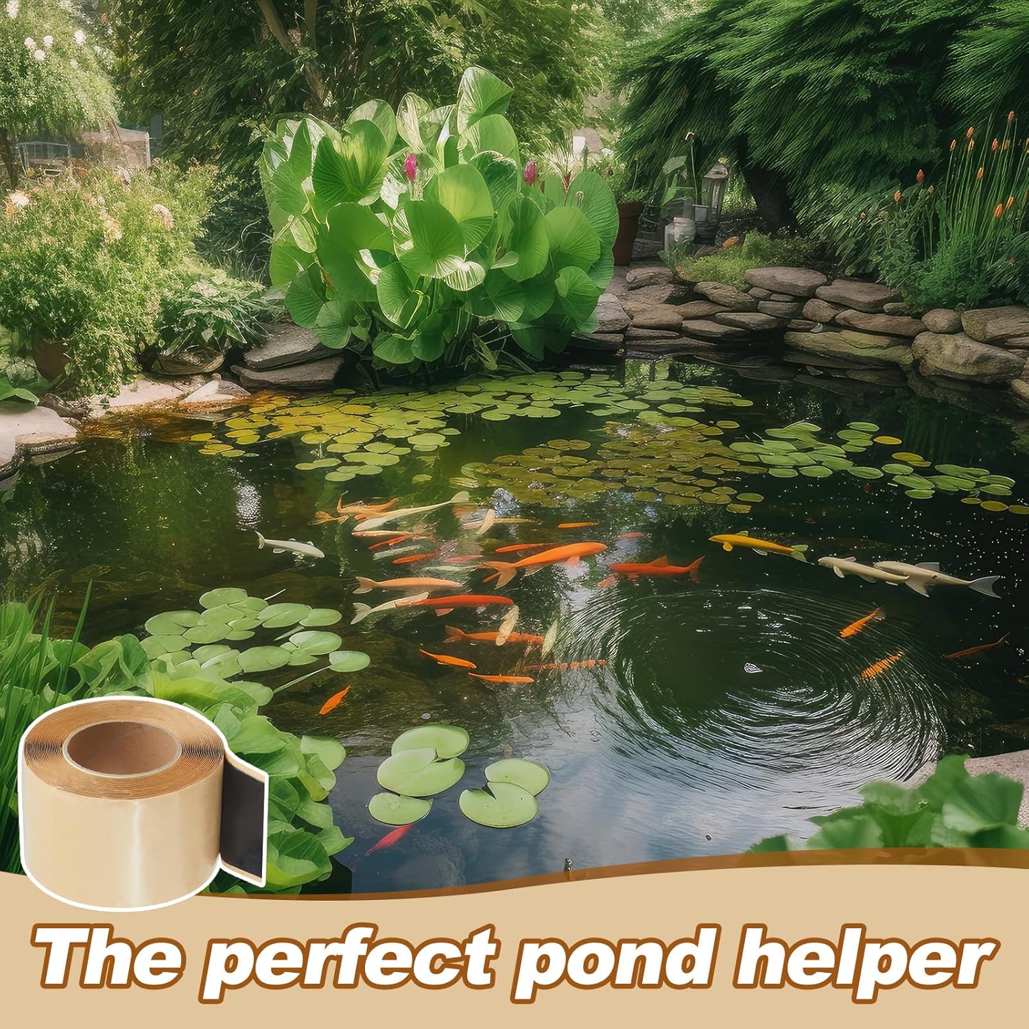 Mooliwe 2 Pcs Pond Liner Seam Tape 3" x 25' Self Adhesive Double Sided Butyl Pond Seam Tape Liner Repair Tape Butyl Adhesive Sealer for EPDM Pond Liner Patch Cover Pond Garden