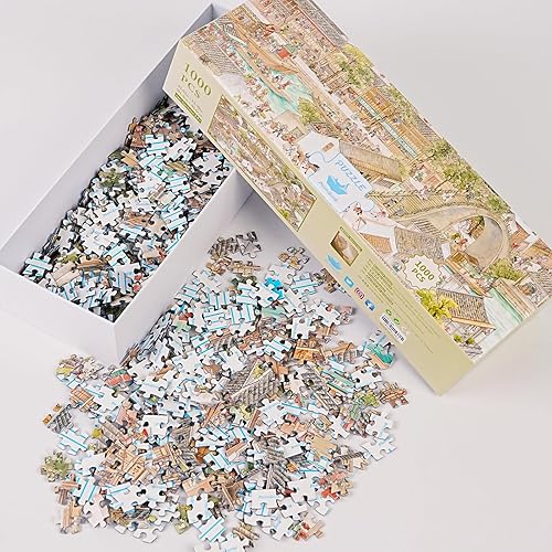 Vista 18 de MOMIBOOK Rompecabezas de 1000 piezas para adultos, rompecabezas de Civet Cat River View, imagen de pintura, rompecabezas de gato chino, desafiante