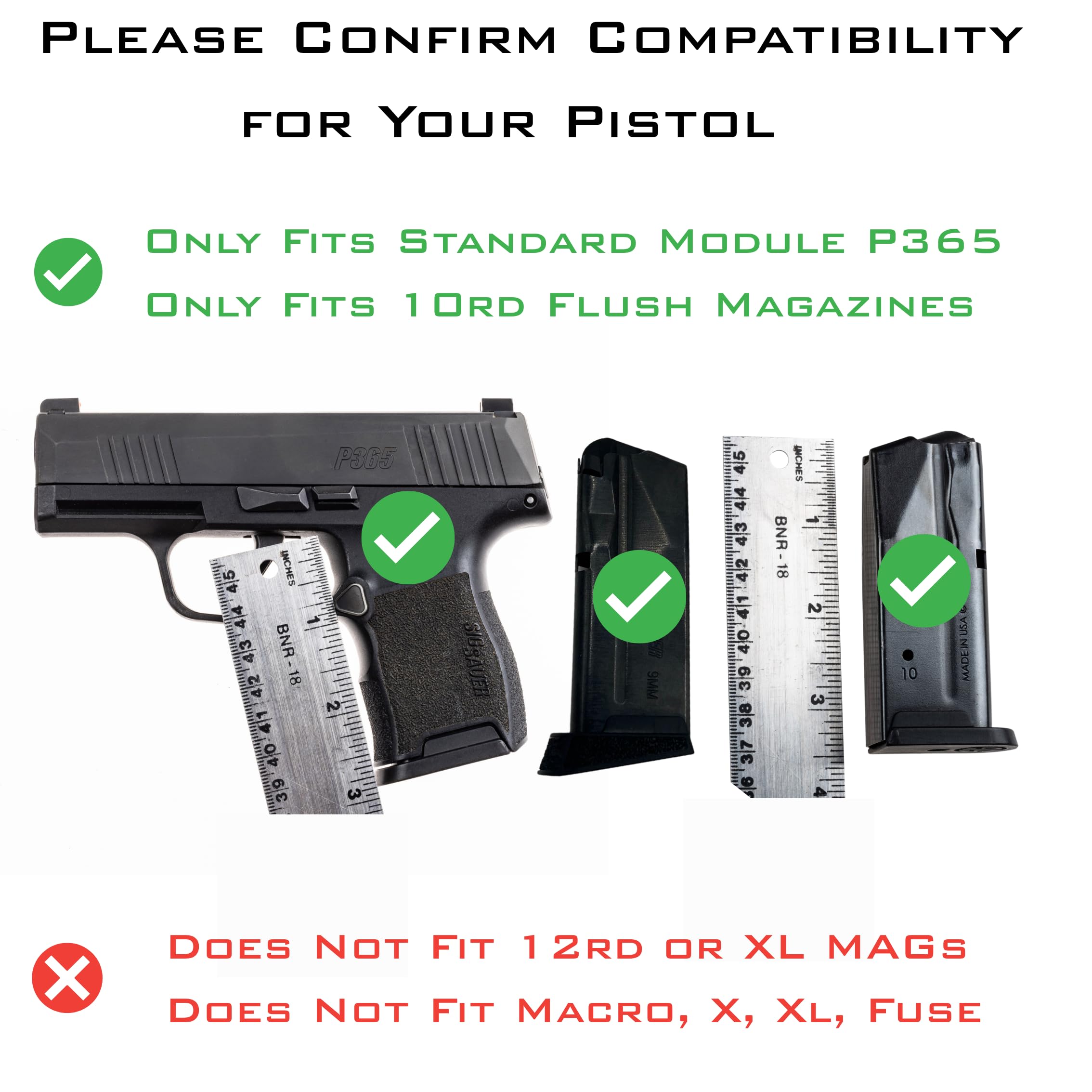 XTECH Tactical MTX 365 Extension, Fits Sig Sauer P365, 2 PC - Made in USA, Same Grip Length as X/XL, Patented, Unique Design, Improves Grip & Control, Adds Confidence, Enhance Performance