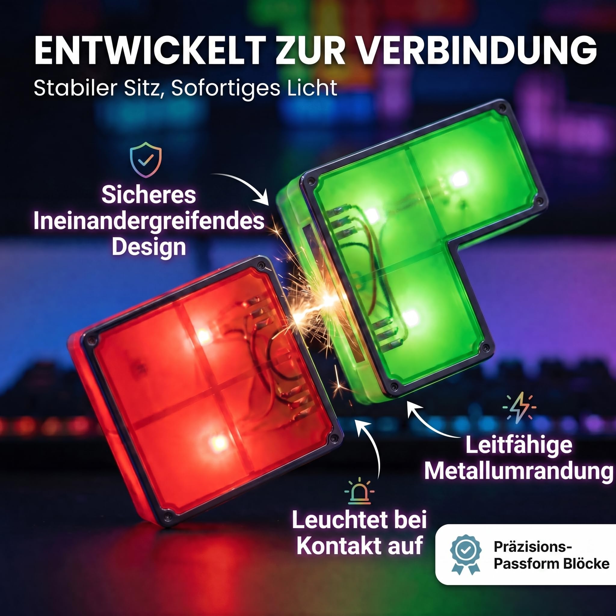 GOODS+GADGETS Tetris Lampe Stapelbare LED Tischleuchte Stimmungslicht Retro Tetrislampe Leuchte Bausteine