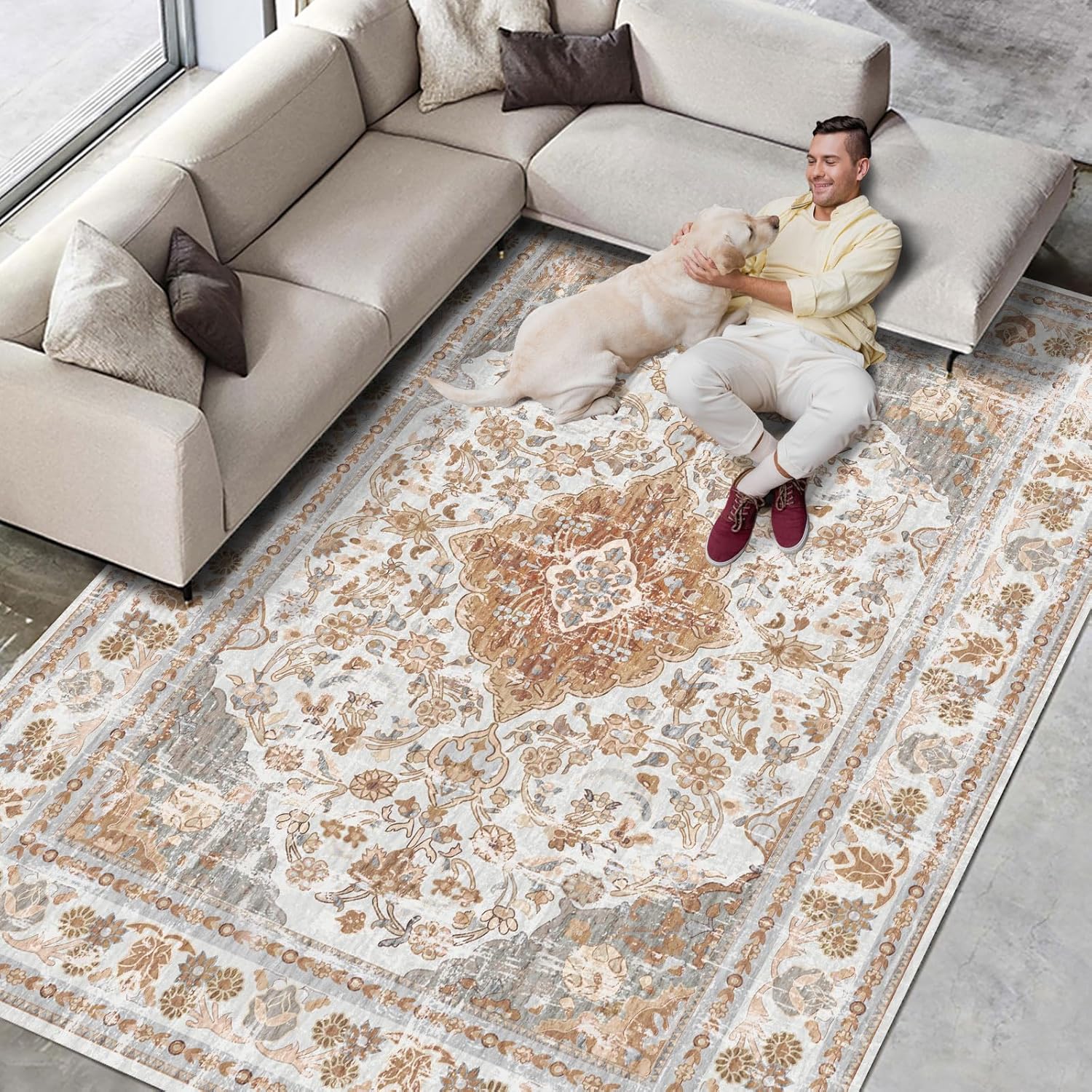 Amazon.com: Vhong Boho Area Rugs Washable Vintage Modern Neutral Large ...