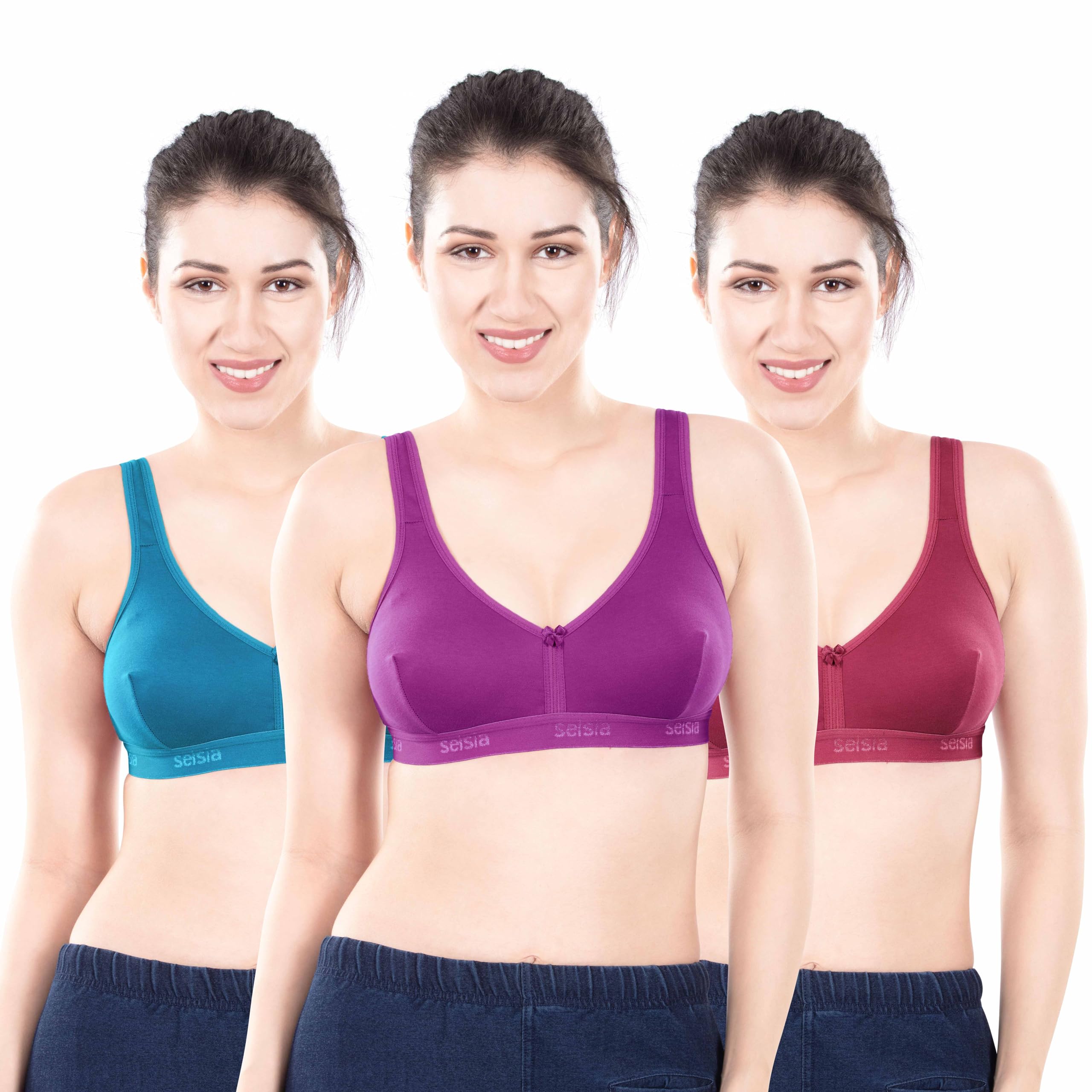 selsia trendy women Selsia Women's Cotton Mizi Sports Bra | Pack of 3 | (Multi Color)-picture-30