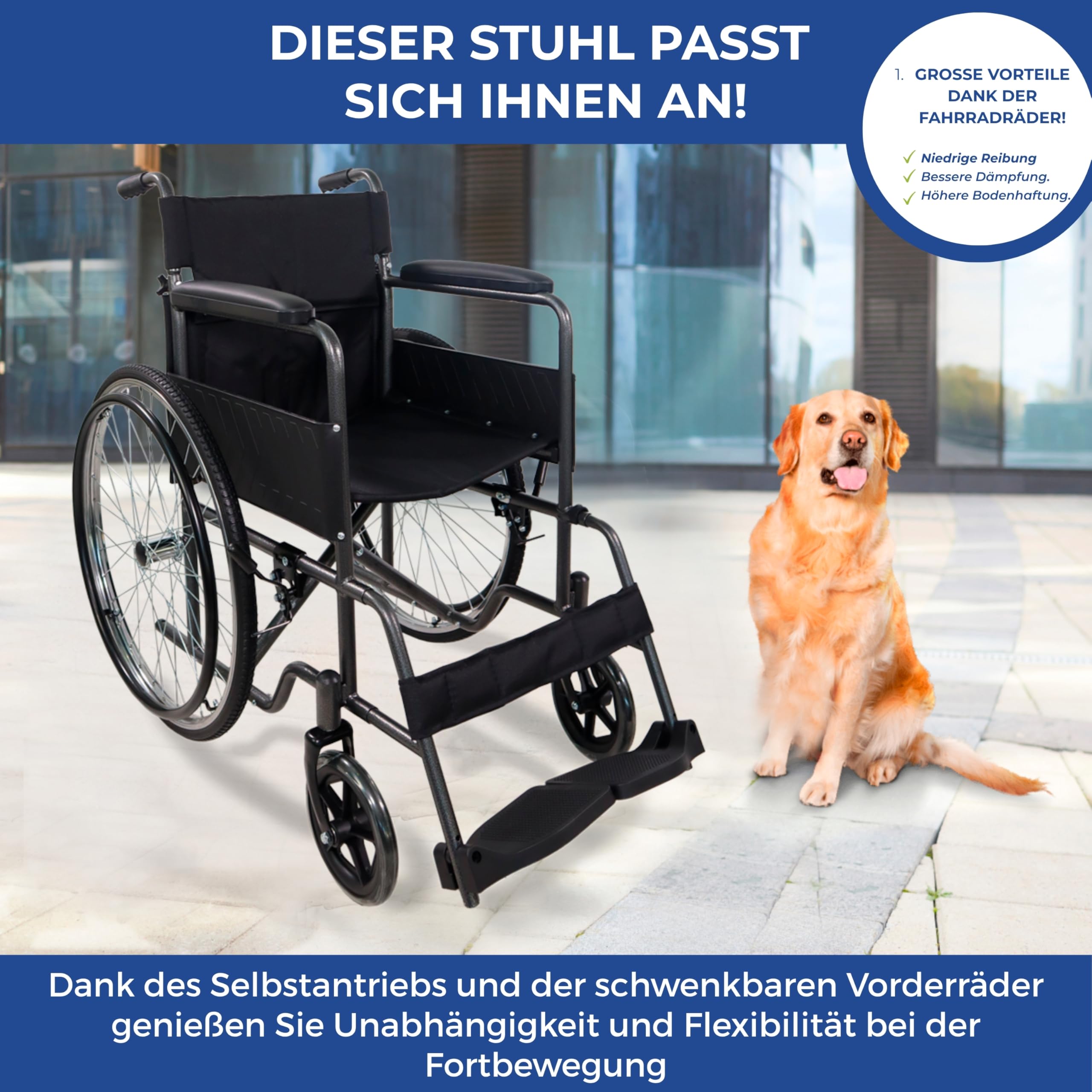 Mobiclinic®, Faltrollstuhl, Denver, Europäische marke, Sitzhöhe 46 cm, Handbremse, Abnehmbare rückenlehne, Einklappbare fußstütze, Stabil, Rollstuhl faltbar leicht, Graue farbe