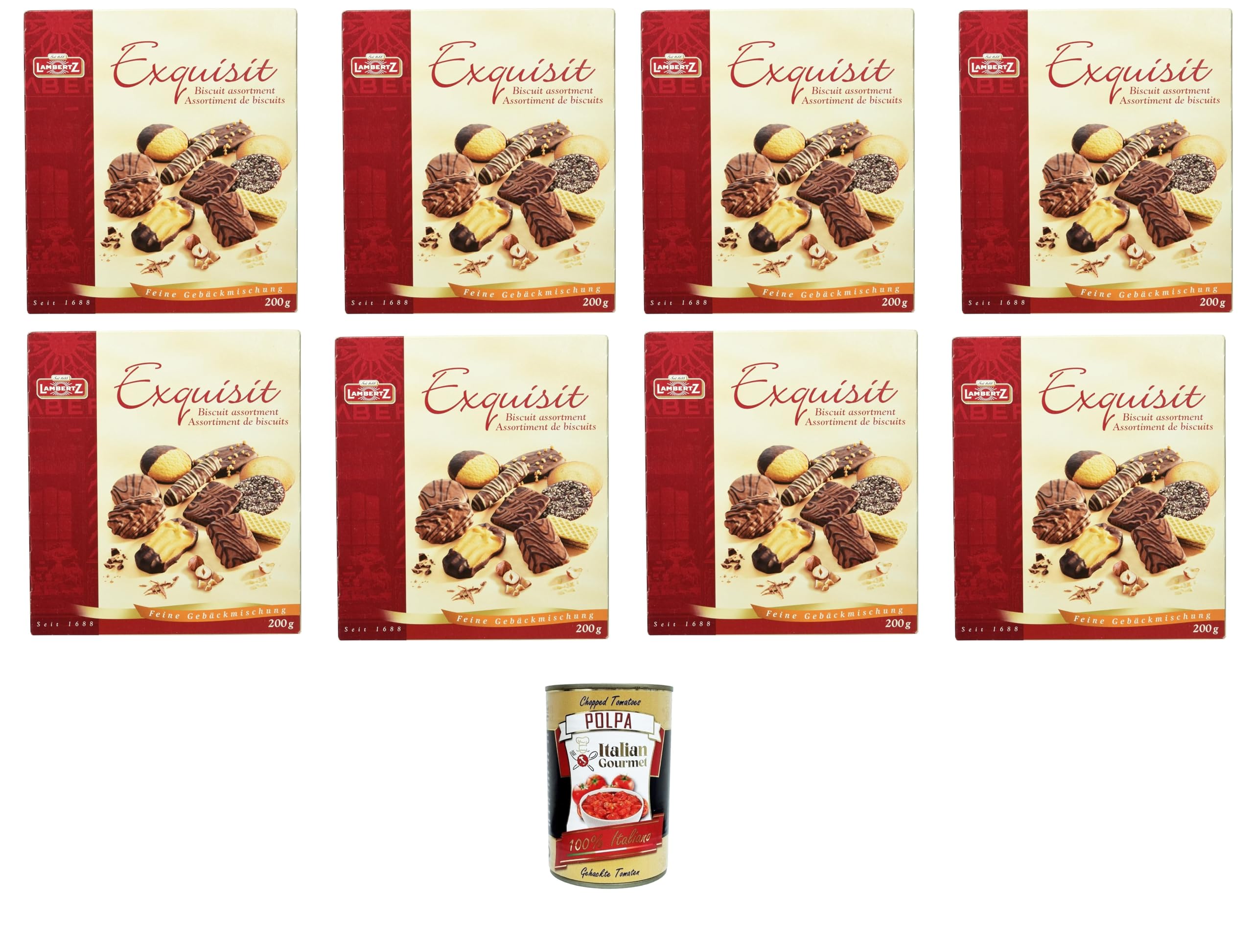 Lambertz Exquisit Gebäckmischung, Auswahl an Keksen, 8x 200 g +Italian Gourmet polpa 400g