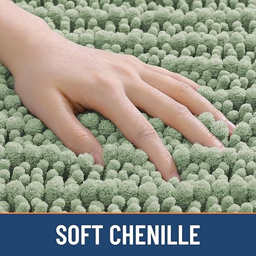 Miniatura 4 de Smiry Tapetes de baño de felpilla extrasuaves y absorbentes, de 24 x 16 pulgadas, parte trasera de goma antideslizante, lavable a máquina, de secado