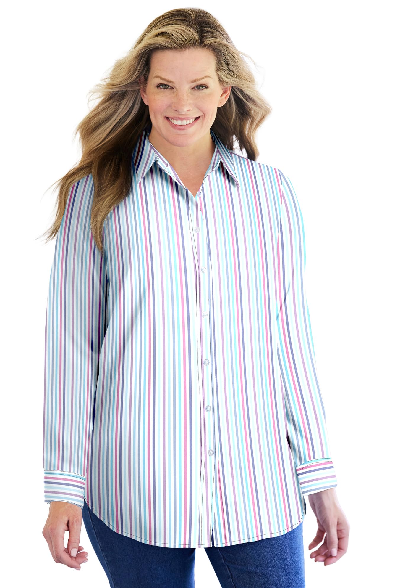 Woman Within Plus Size Perfect Long Sleeve Shirt