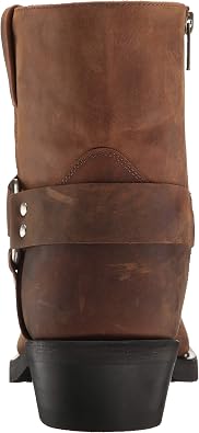OLD WEST Mens Leather Ankle Harness Leather Lined Motorcycle Boots, Brown Distressed, 7.5