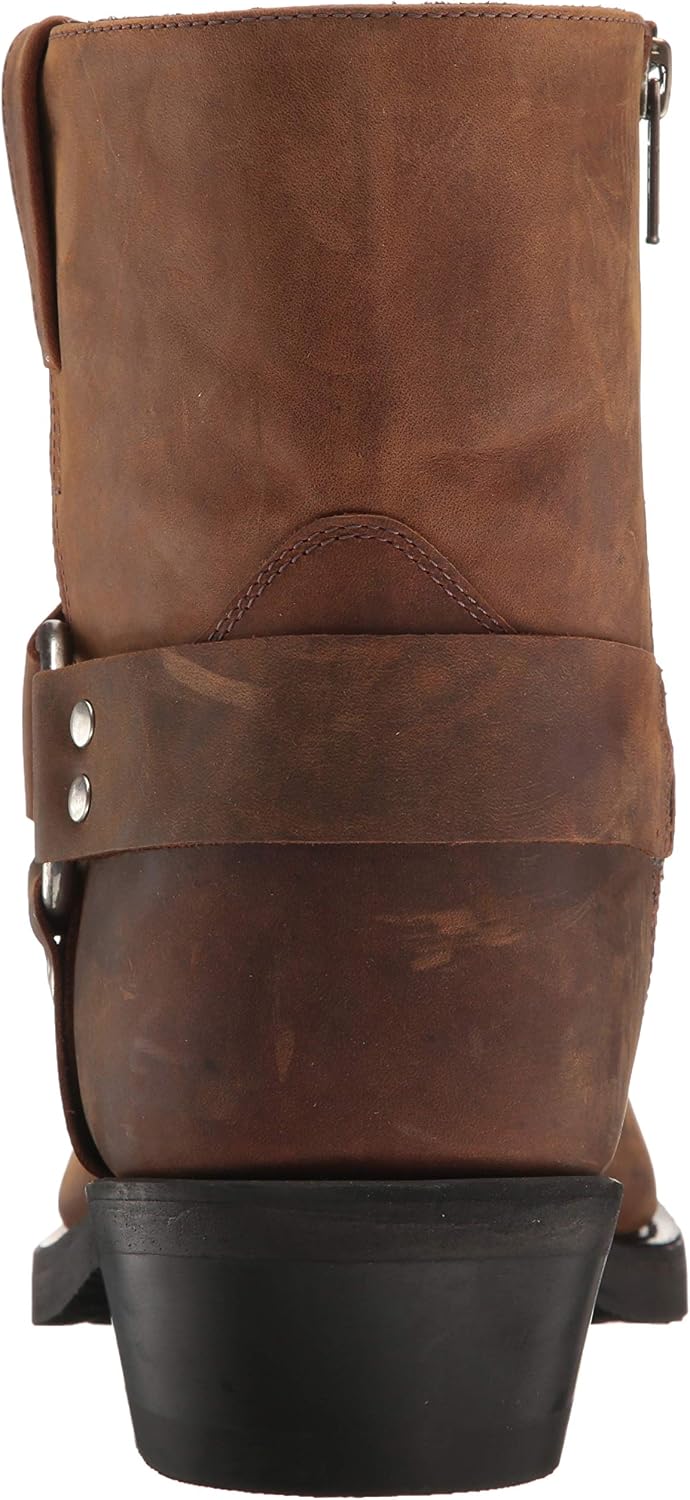Old West Boots Men's Ankle Harness Leather Lined Motorcycle Boots