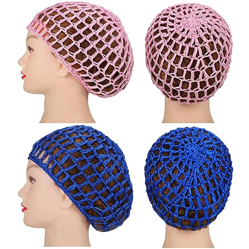 Miniatura 18 de Geyoga 2 piezas de malla de ganchillo para el pelo de rayón tejido de red de redecilla cubierta de ganchillo gorros de ducha para dormir